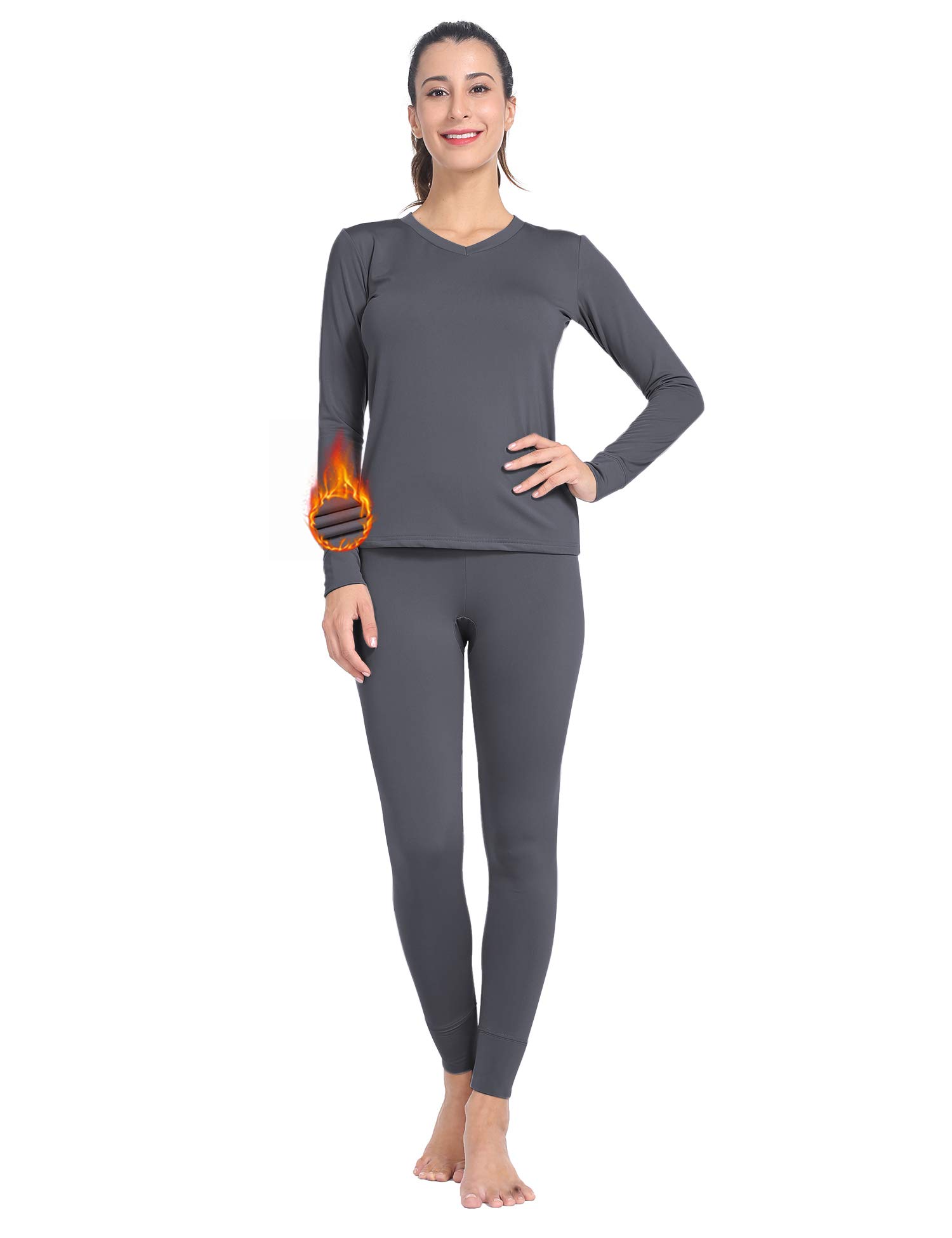 Women's Thermal Underwear Set - Fleece Lined Long Johns Base Layer for Cold Weather | Winter Pajamas, Outdoor Activities & Layering