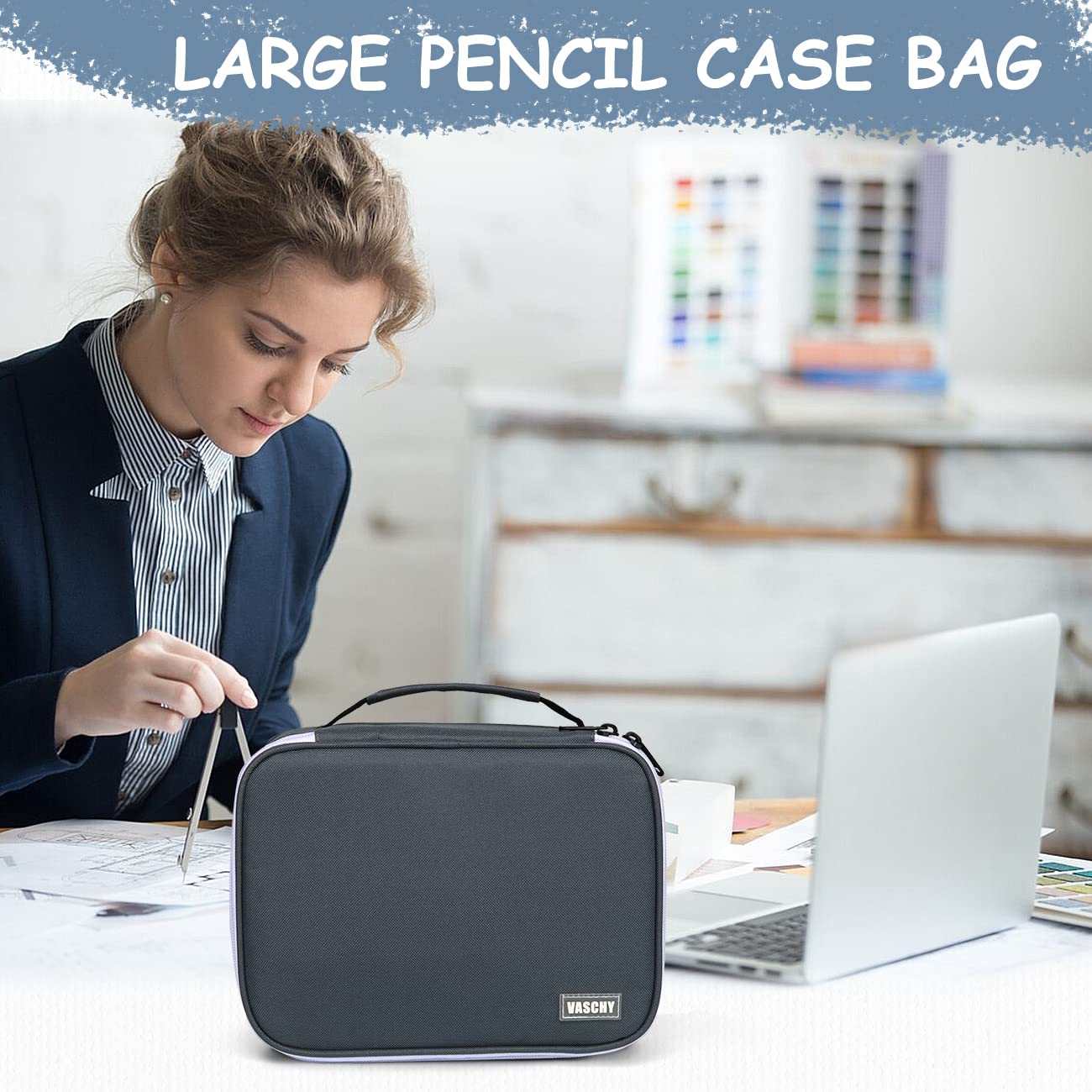 VASCHY Large Pencil Case with Detachable Pockets - Art & School Supplies Organizer for Students & Artists
