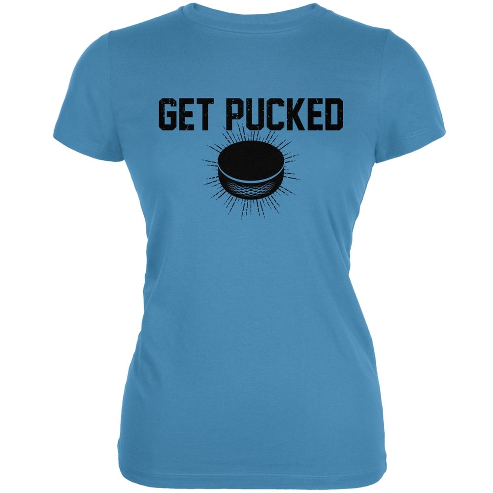 Old Glory Get Pucked Juniors Soft T-Shirt - Patriotic Hockey Fan Apparel for Women & Girls - Perfect for Game Day, Sports Events & Casual Wear