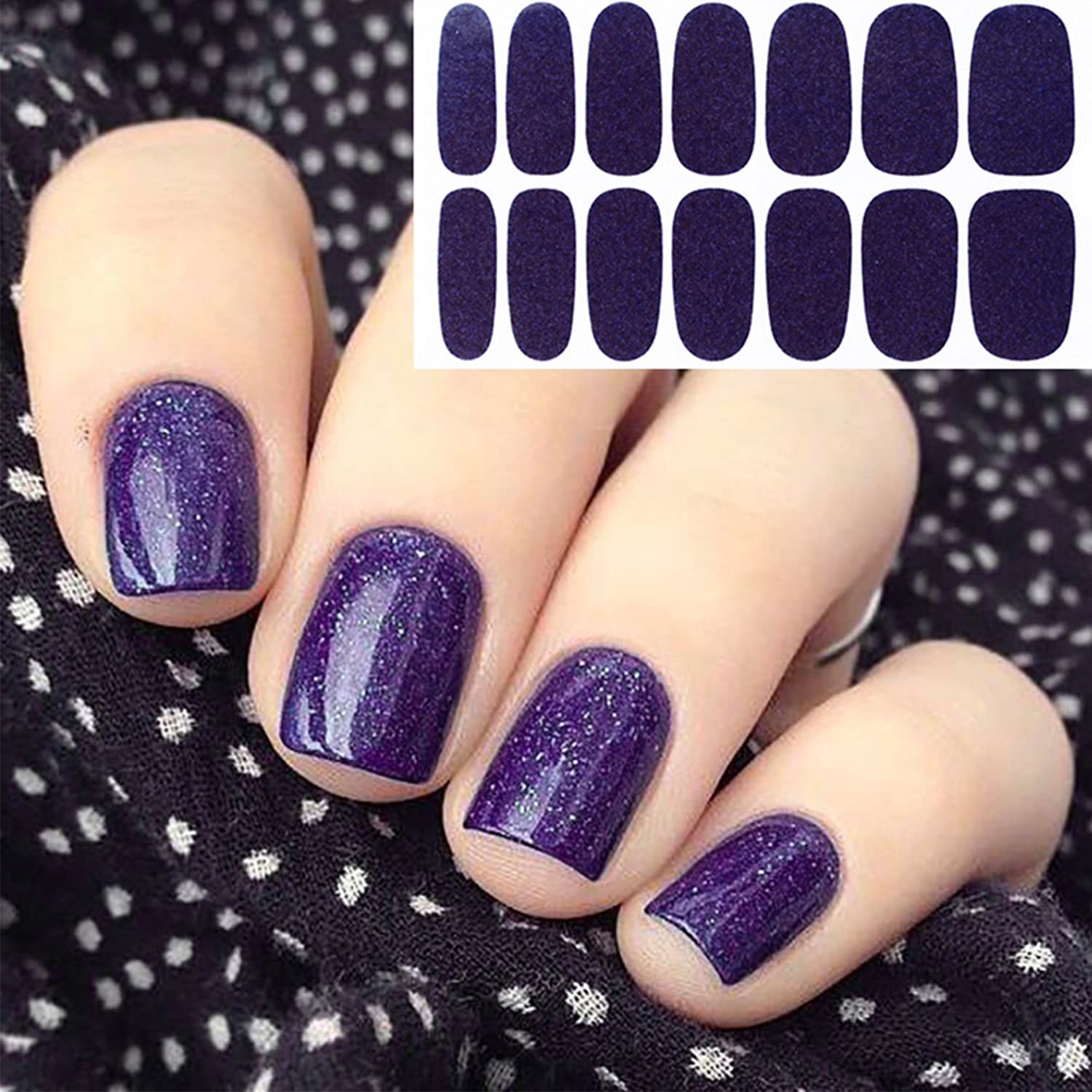 WOKOTO 20 Sheets Solid Glitter Color Nail Polish Strips with Nail File - DIY Gel Nail Strips, Stick On Nail Stickers & Full Nail Wraps for Women - Perfect for Home Manicures, Parties & Nail Art Designs