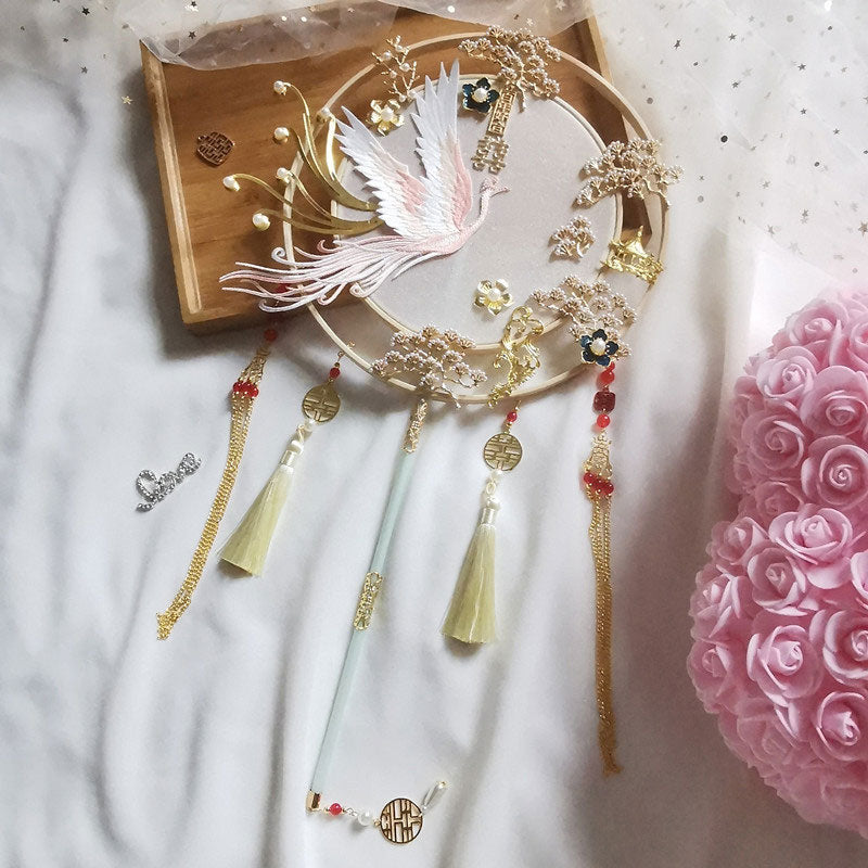 Chinese Vintage Phoenix Wedding Hand Fan - Elegant Bridal Accessory for Traditional & Boho Weddings, Photo Shoots & Cultural Events