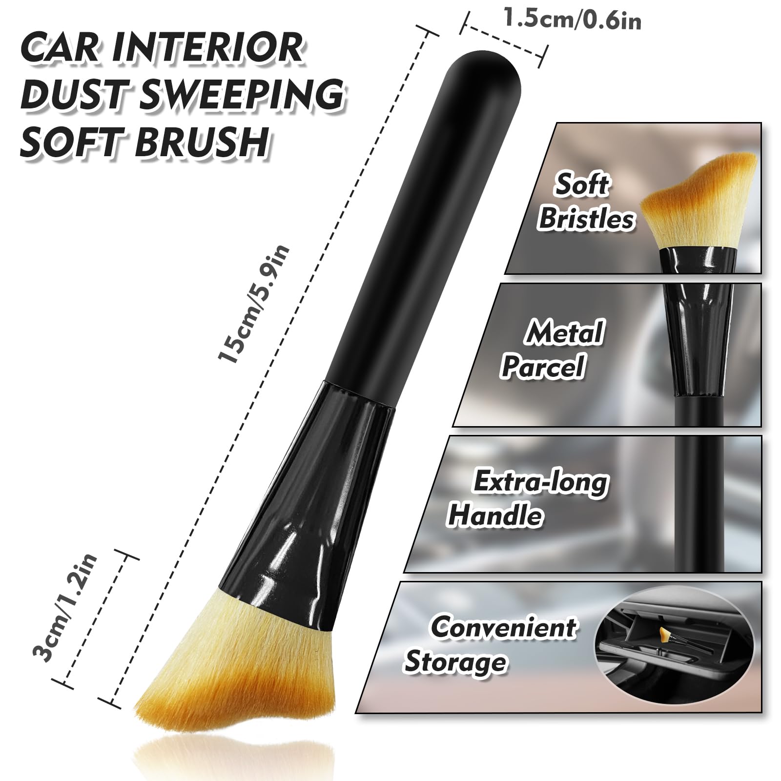 Premium Car Detailing Brush - Ultra Soft Bristles for Gentle Automotive Interior Cleaning | Essential Car Care Accessories for Dashboard, Vents & Hard-to-Reach Areas | Perfect for Car Detailing, Home & Office Use