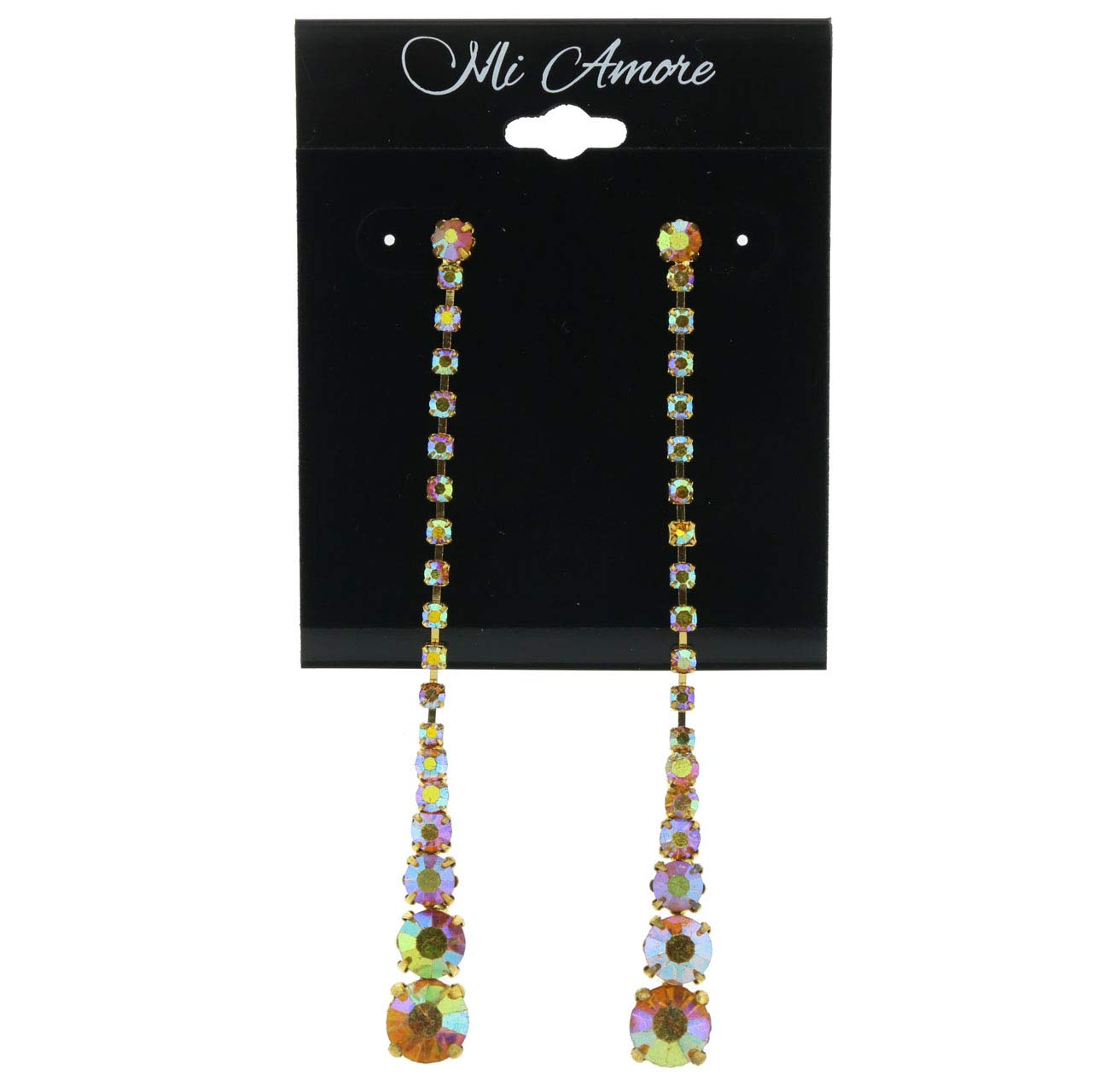 Elegant Gold-Tone & Multi-Colored Metal Drop Dangle Earrings with Crystal Accents - Perfect for Parties, Weddings & Evening Events | LQE161