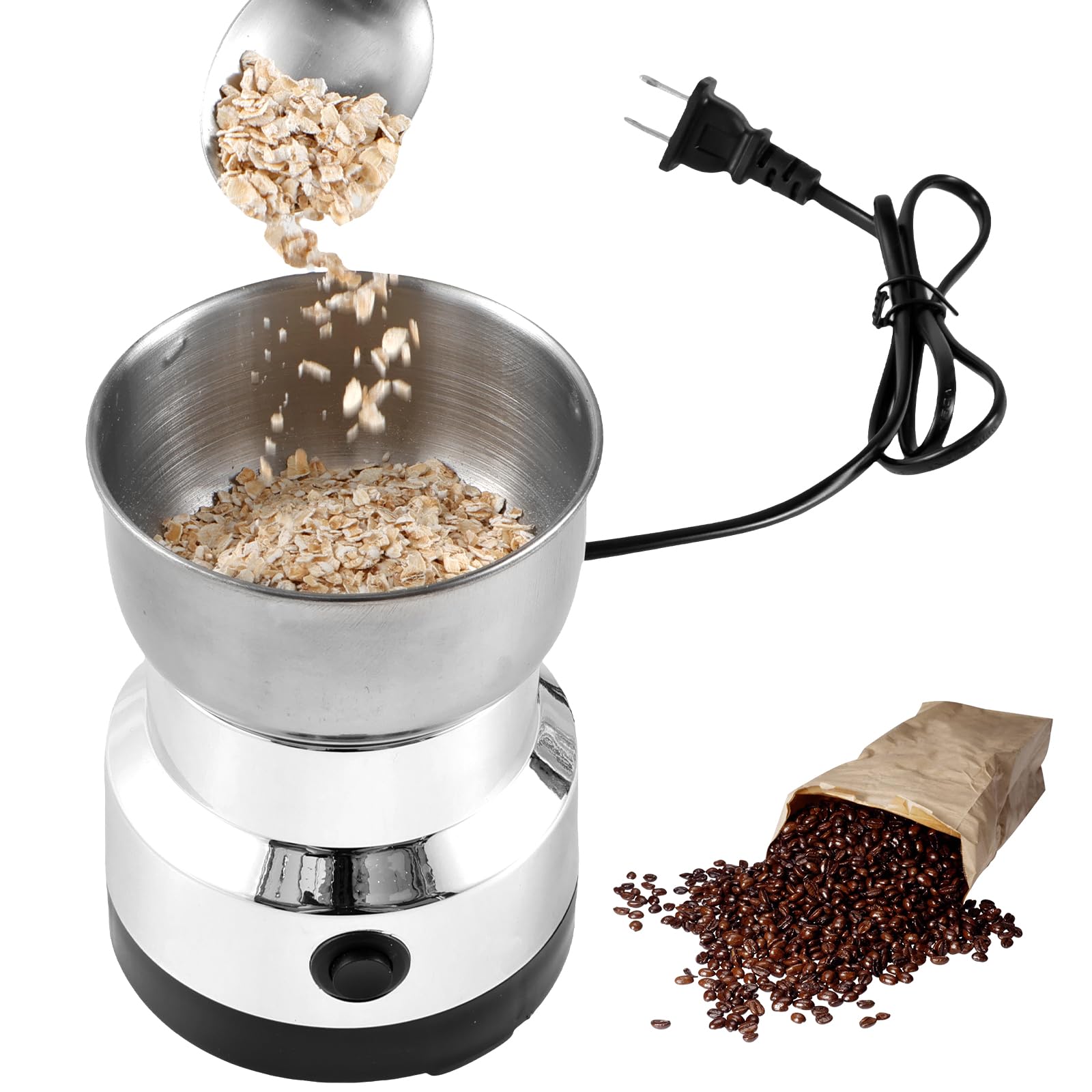 Premium Electric Coffee Grinder 300ml - Mini Stainless Steel Coffee & Spice Grinder with One-Touch Start - Portable Mill for Coffee Beans, Nuts & Spices - Perfect for Home, Office & Travel Use