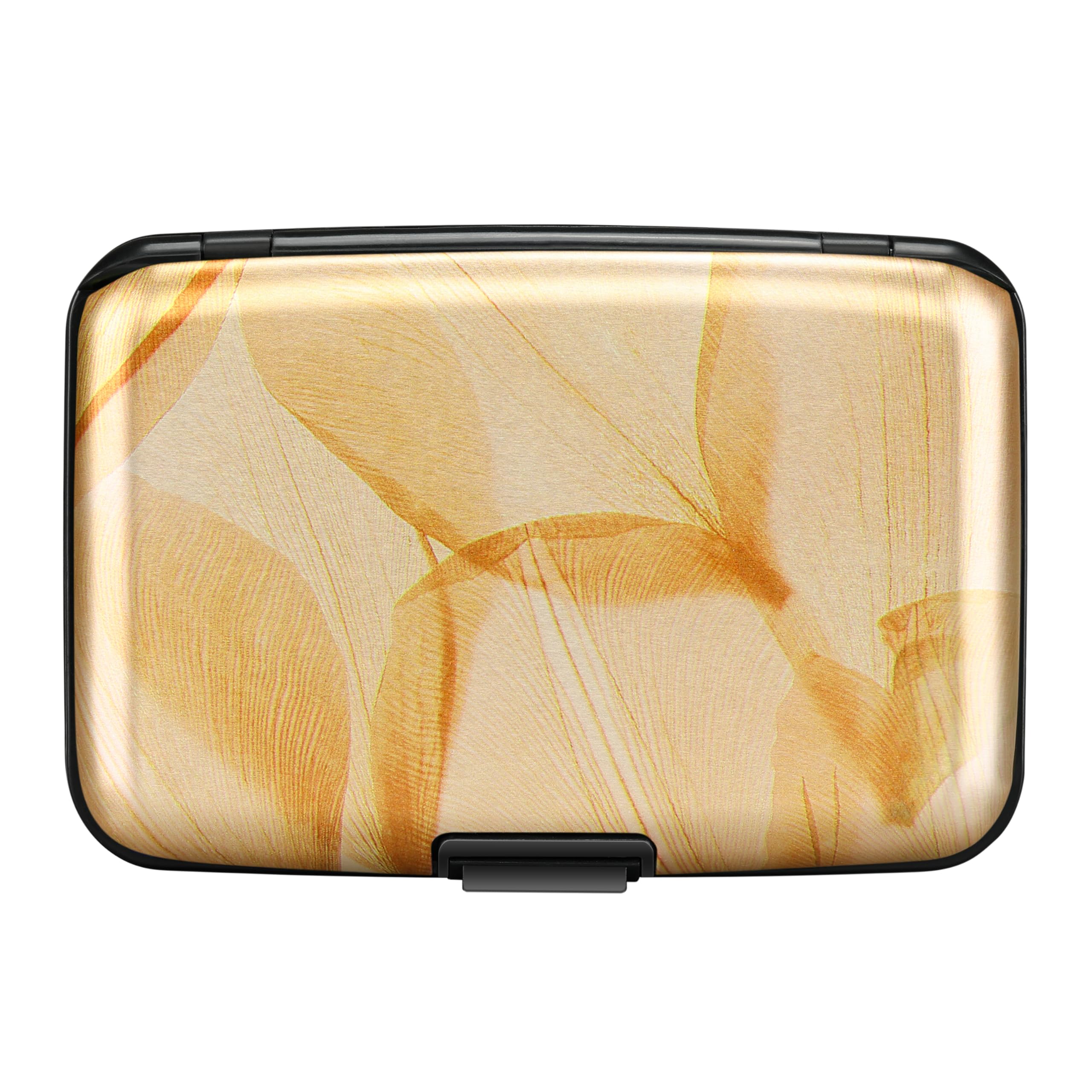ELFISH Mini RFID Blocking Aluminum Wallet - Slim Credit Card Holder for Men & Women, Metal ID Case with Autumn Leaves Design - Perfect for Travel, Business & Everyday Use