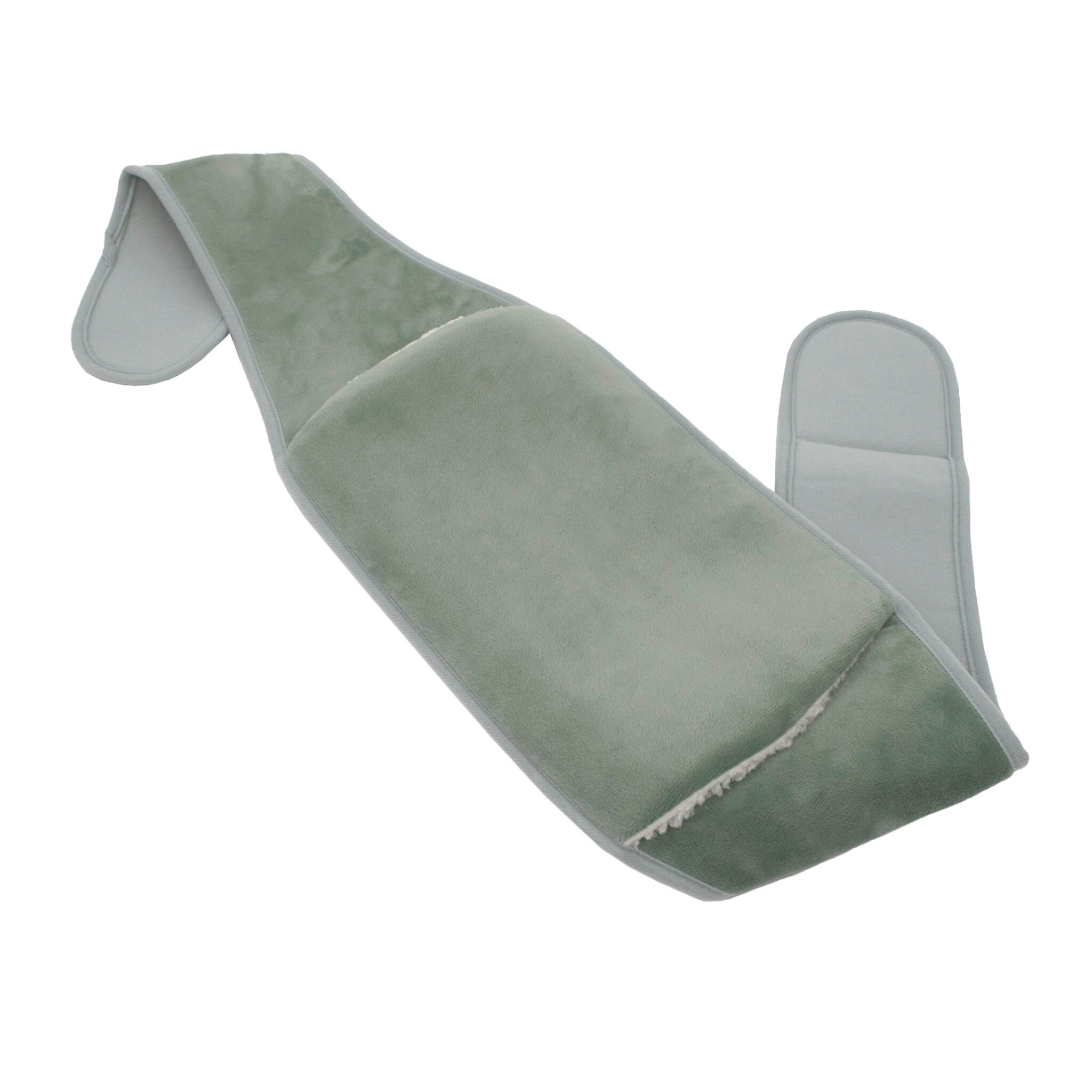3-in-1 Green Plush Fleece Body Warmer with Hot Water Bottle - Cozy Heating Pad for Back Pain Relief, Menstrual Cramps & Winter Warmth - Perfect for Home, Office & Travel Use