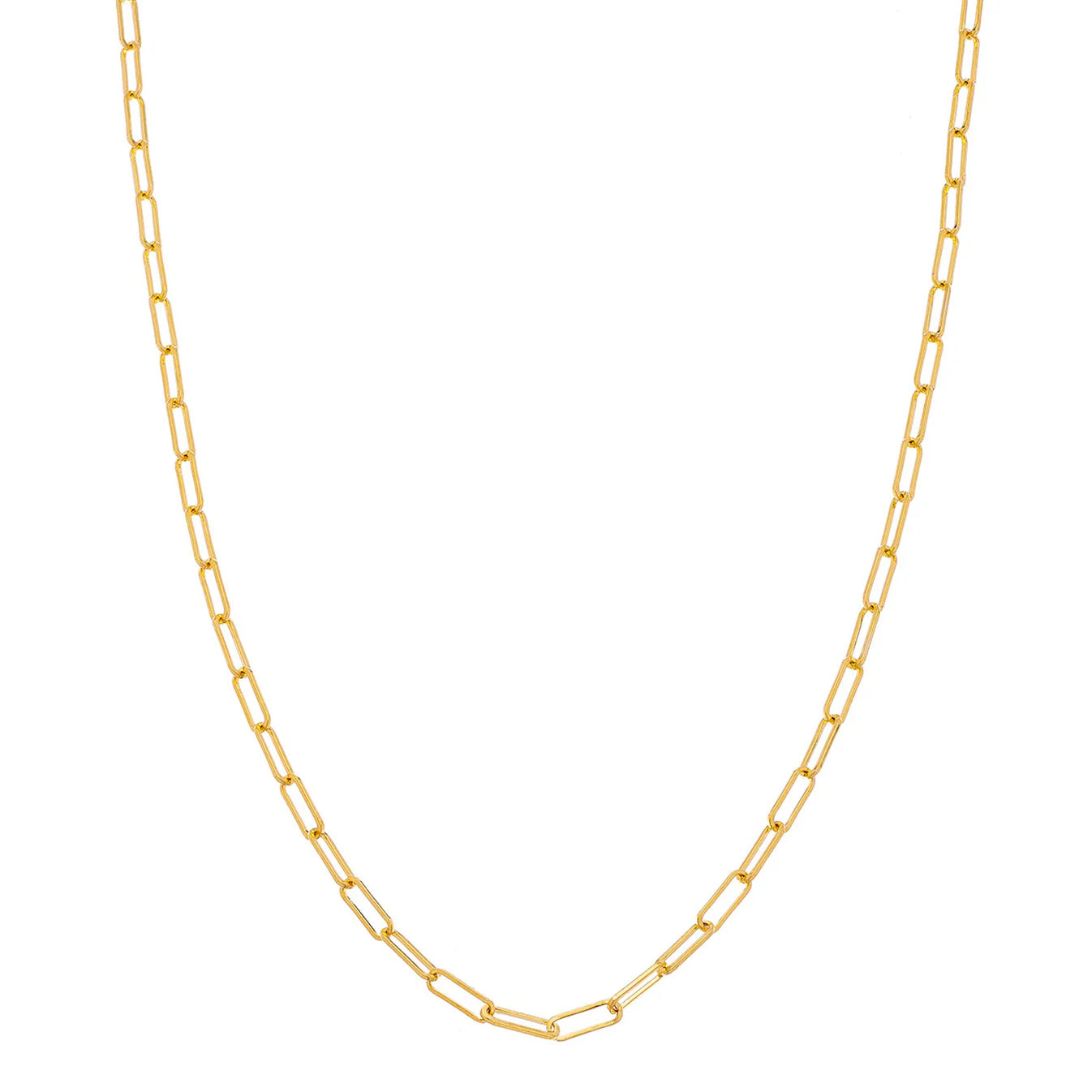 Sethi Couture Medium Paper Clip Chain Necklace - Trendy Gold Layered Chain for Women, Minimalist Dainty Jewelry Gift for Her - Perfect for Everyday Wear, Office, and Special Occasions