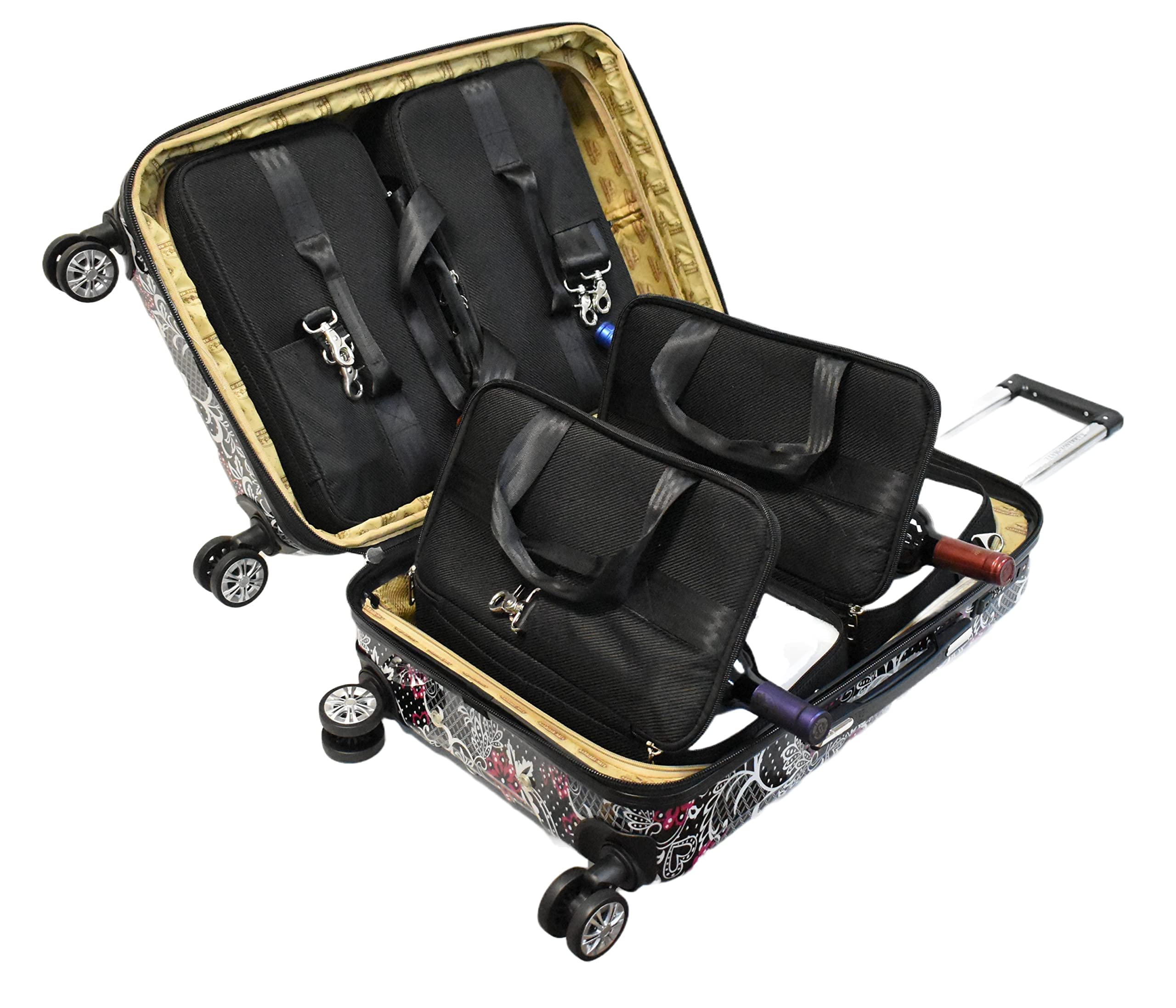 KARRIAGE-MATE 8 Bottle Wine Luggage with Spinner Wheels, TSA Lock & Expandable Space - Unbreakable Wine Carrier for Travel (Paisley Design) | Perfect for Air Travel, Wine Tours & Gift Transport