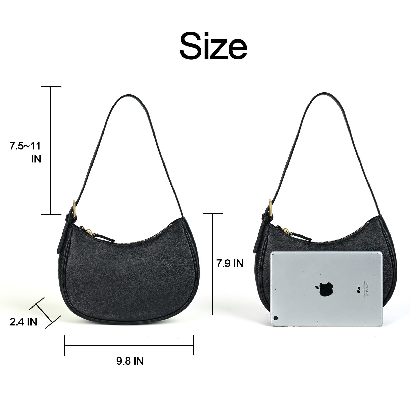 Genuine Leather Shoulder Bag for Women - Mini Clutch Purse, Tote & Crossbody Handbag with Zipper Closure | Perfect for Work, Travel & Evening Events