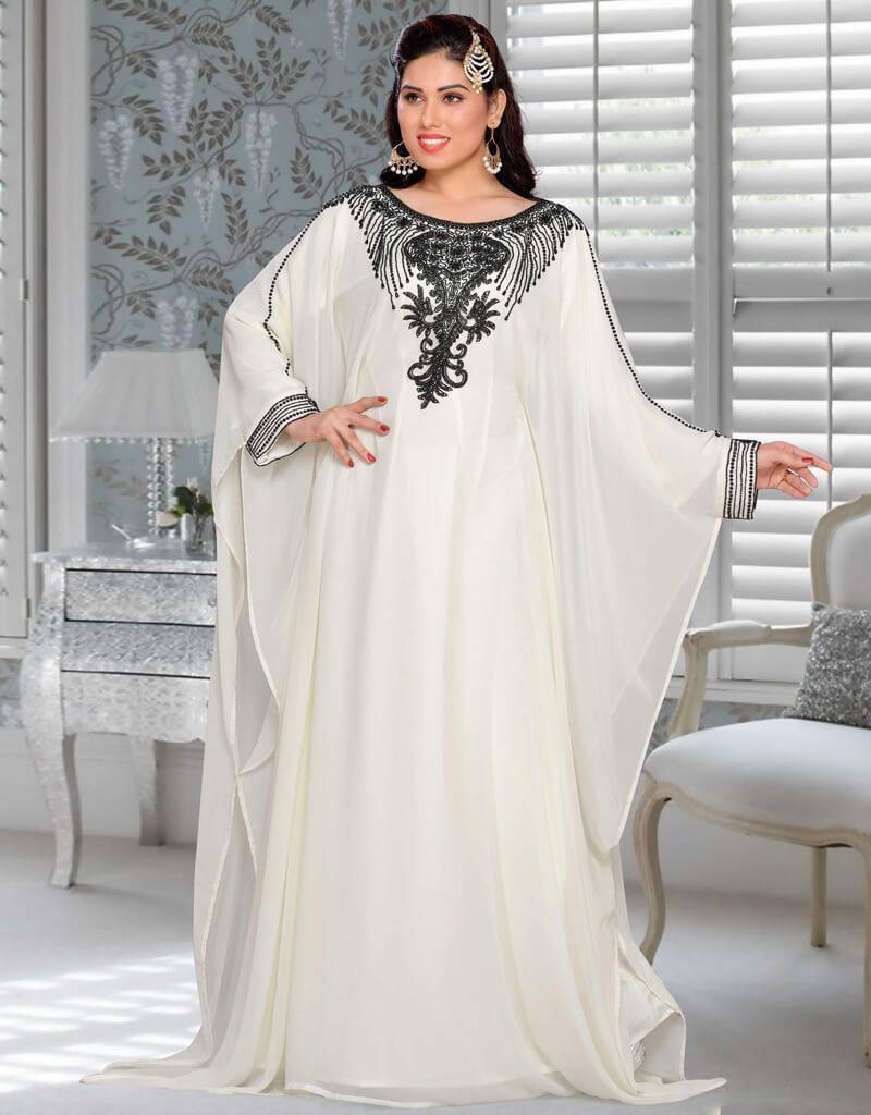 Exquisite Embroidered Kaftan Dress with Farasha Design - Elegant Muslim Women's Abaya for Special Occasions & Evening Wear