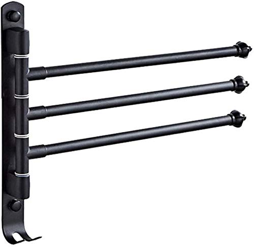 Premium Black Wall Mounted Towel Rack - Multi-Function Kitchen & Bathroom Towel Holder with Adhesive Backing - Perfect for Hotels, Homes & Apartments (Color: Black)