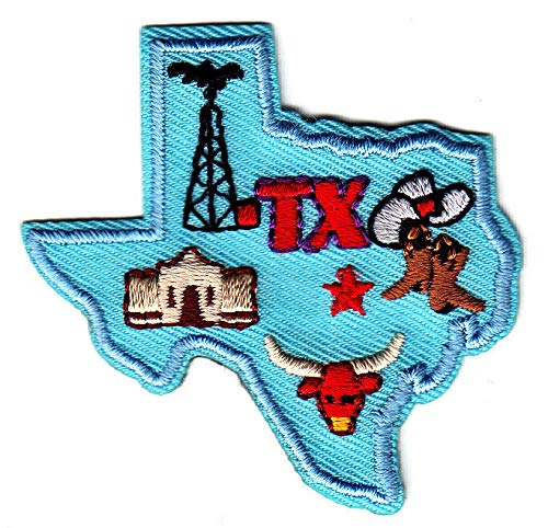 Texas State Shape Iron On Patch - Southwest Style Embroidered Applique for Jackets, Hats, Bags & DIY Crafts (Perfect for Texans & Travel Souvenirs)
