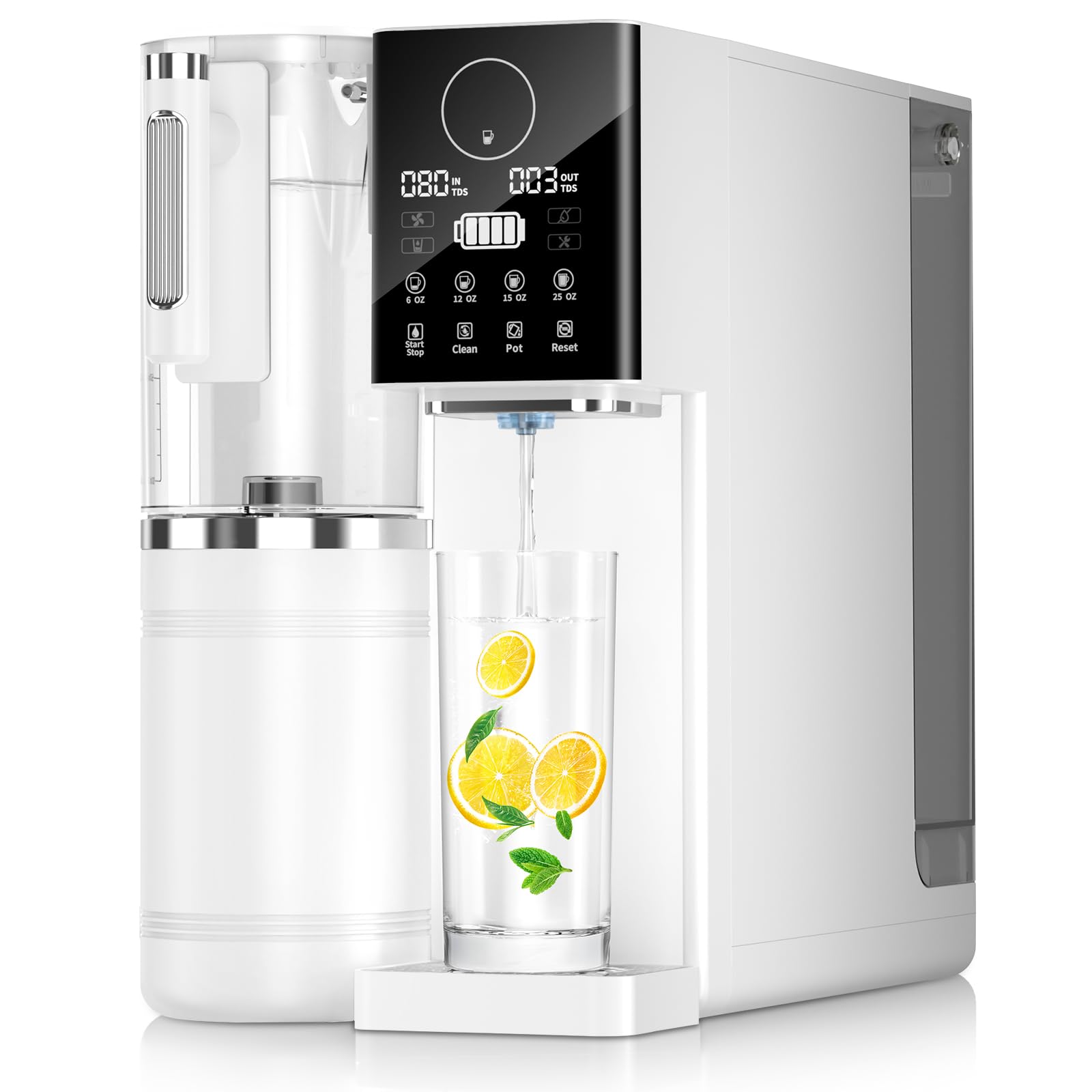 8-Stage Reverse Osmosis Water Filter System - Portable Countertop RO Water Purifier for Kitchen, Office, RV - No Installation Required - White | Clean Drinking Water for Home, Travel & Outdoor Use