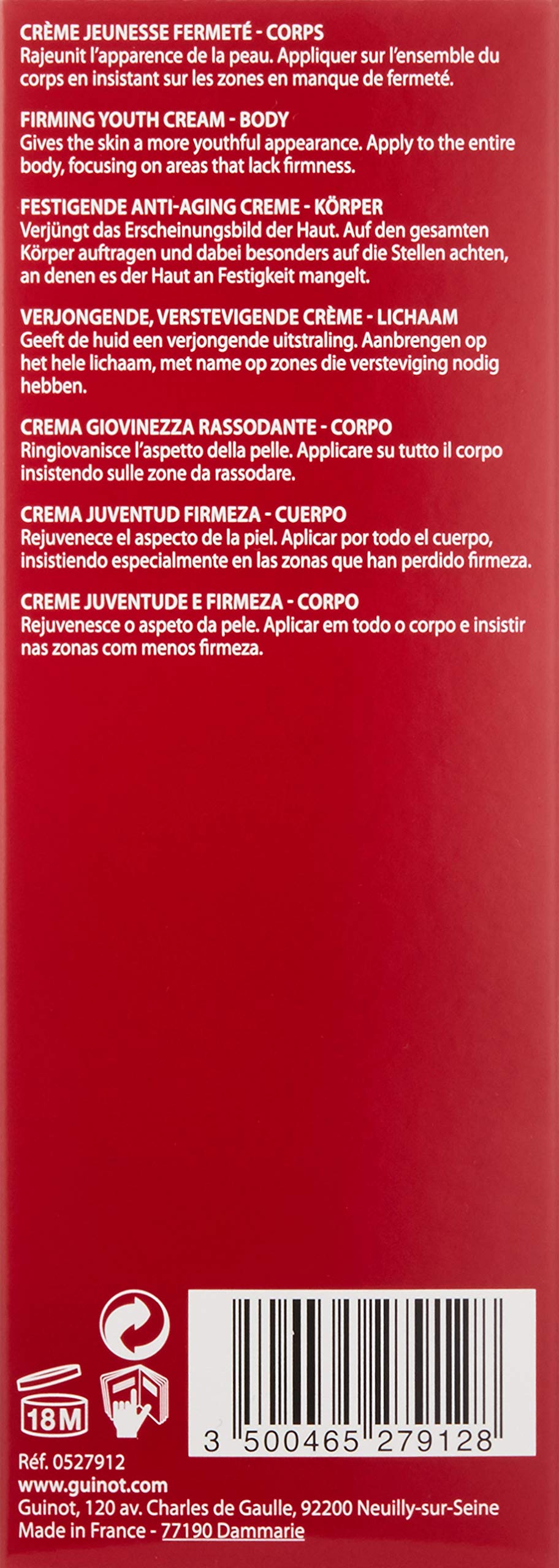 Guinot Longue Vie Corps Body Cream - 5.9 oz | Anti-Aging Moisturizer for Smooth & Firm Skin | Perfect for Daily Hydration & Nighttime Skincare Routine