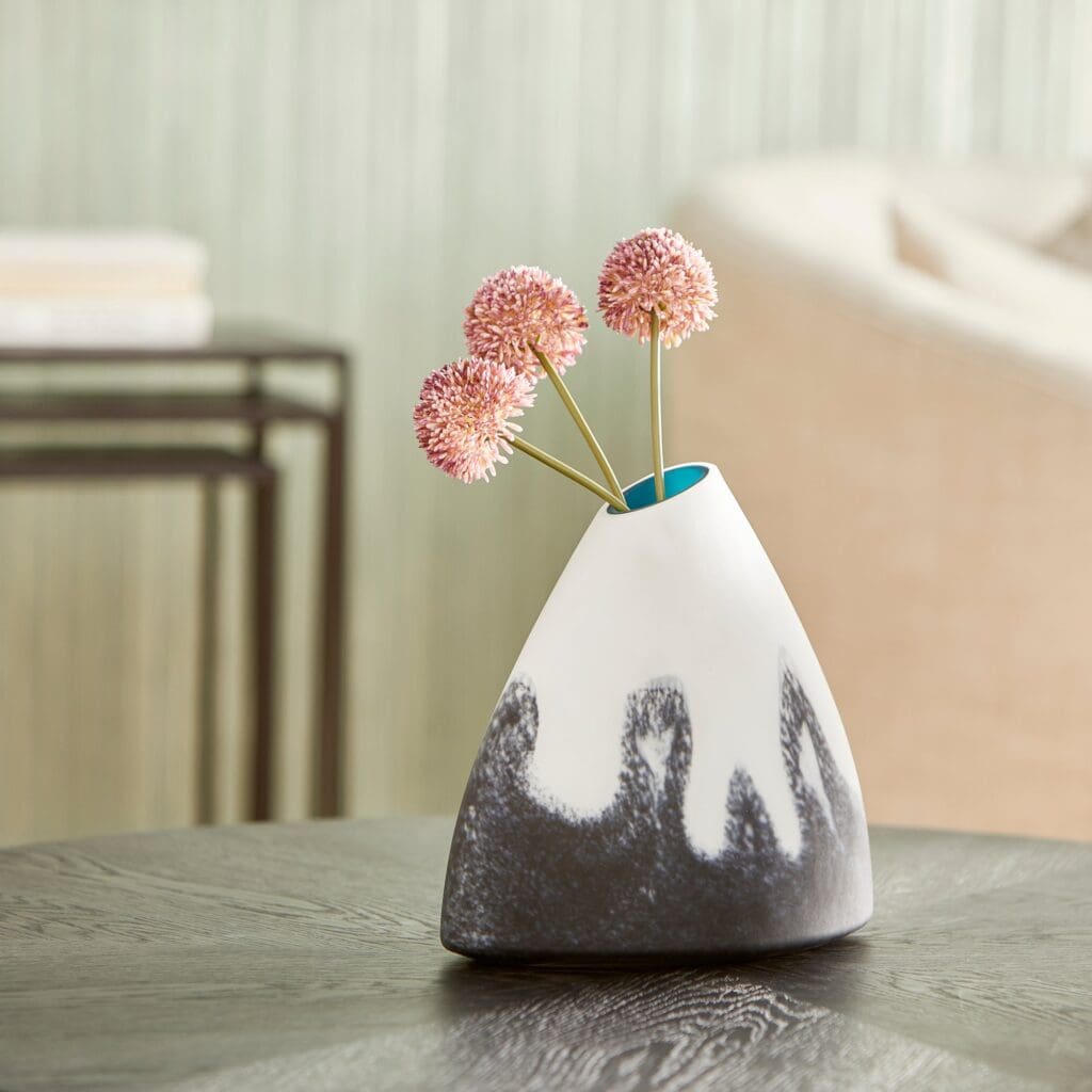 Cyan Design 11079 Mystic Falls Vase - Blue and White Ceramic Home Decor - Small Tabletop Vase for Flowers, Centerpiece, Wedding, Living Room, Dining Room Decor