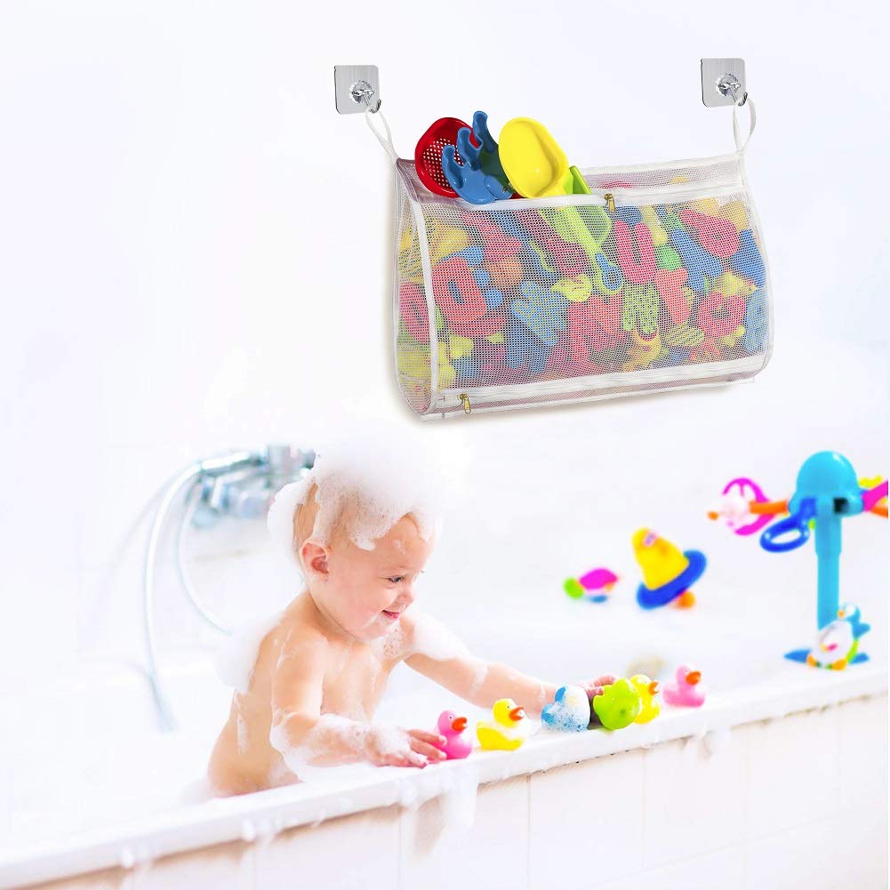 Tenrai Mesh Bath Toy Organizer - Quick-Drying Bathtub Storage Bag for Baby & Toddler Toys (14
