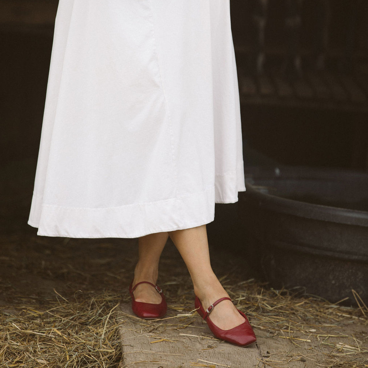 REYES Women's Red Crinkle Patent Leather Ballet Flats - Comfortable & Stylish Shoes for Work, Casual Wear & Dancing