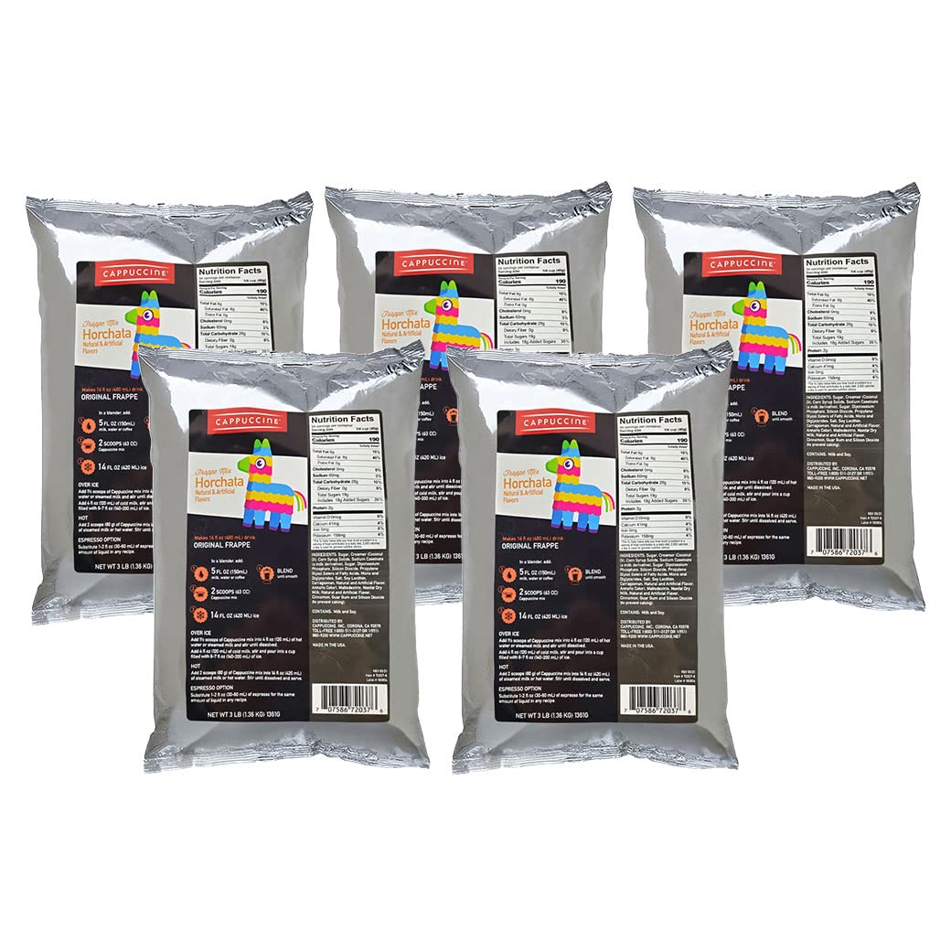 Premium Cappuccino Ice Coffee Frappe Mix - Case of 5 Bags (Horchata Flavor) - Perfect for Cafes, Restaurants & Home Coffee Lovers