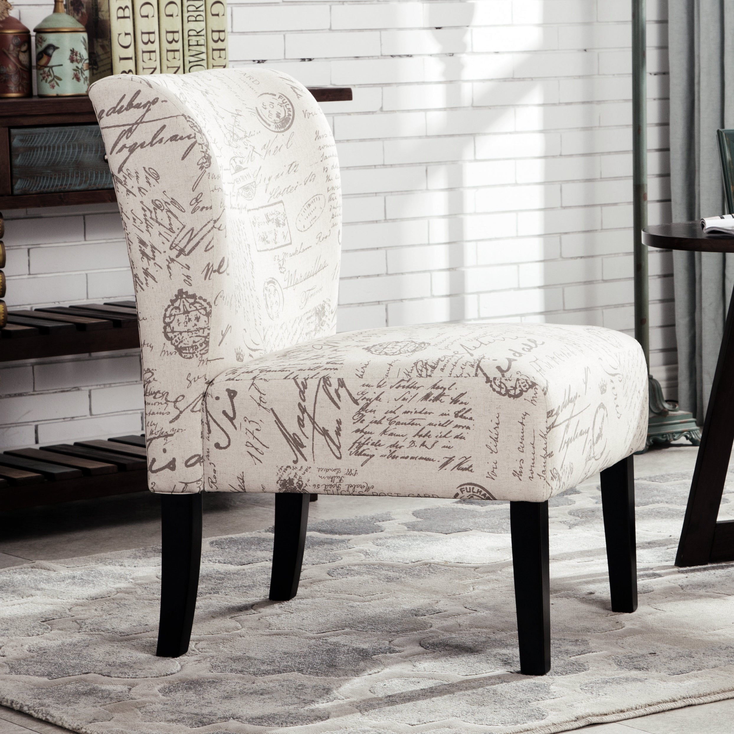 Modern Capa Fabric Armless Accent Chair by Roundhill Furniture - Stylish Contemporary Living Room Seating for Home Office, Lounge & Reading Nook