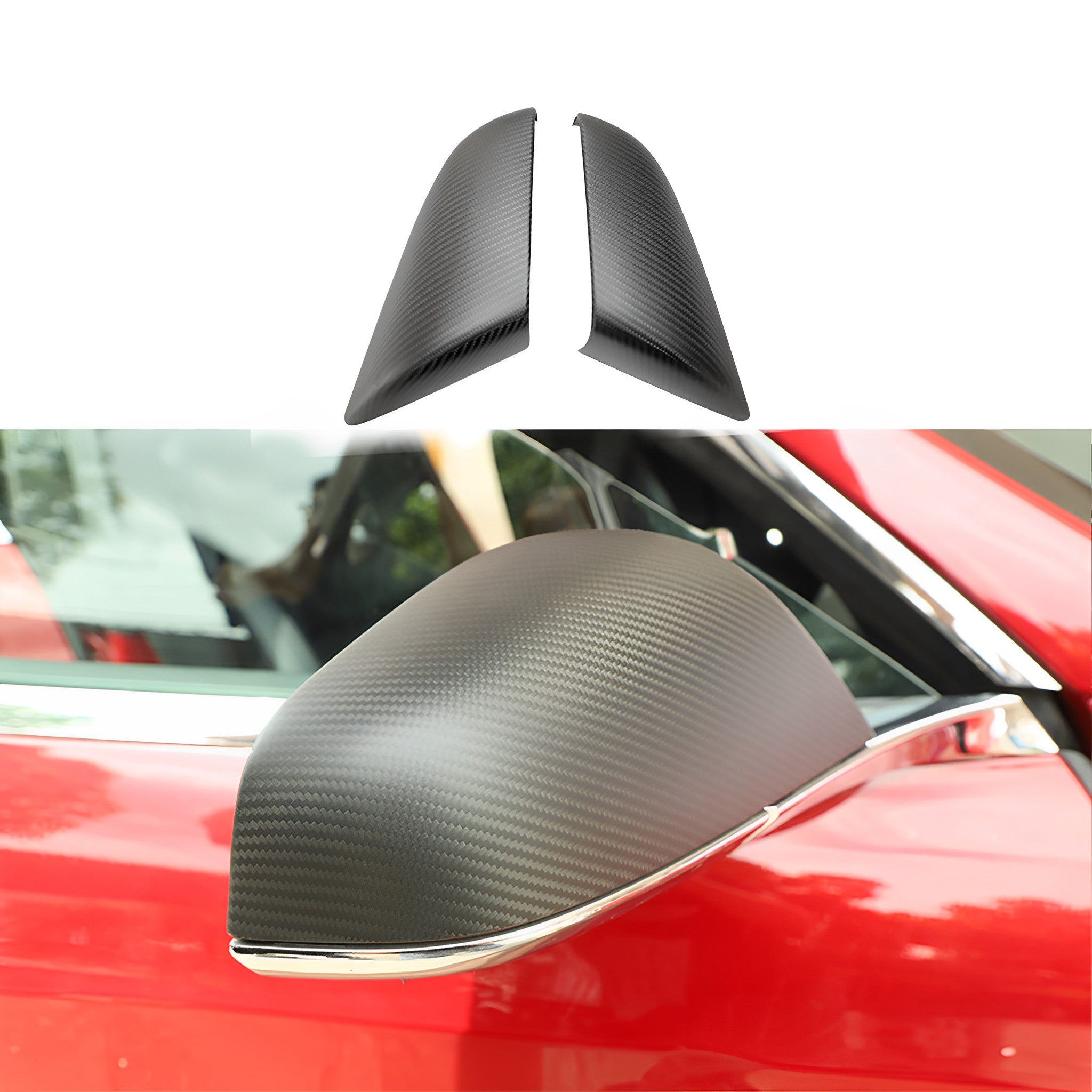 Premium Real Carbon Fiber Mirror Covers for Tesla Model S (2014-2025) - Compatible with Pre-Refresh & Newer Models - Lightweight & Durable Exterior Upgrade for Enhanced Style & Protection
