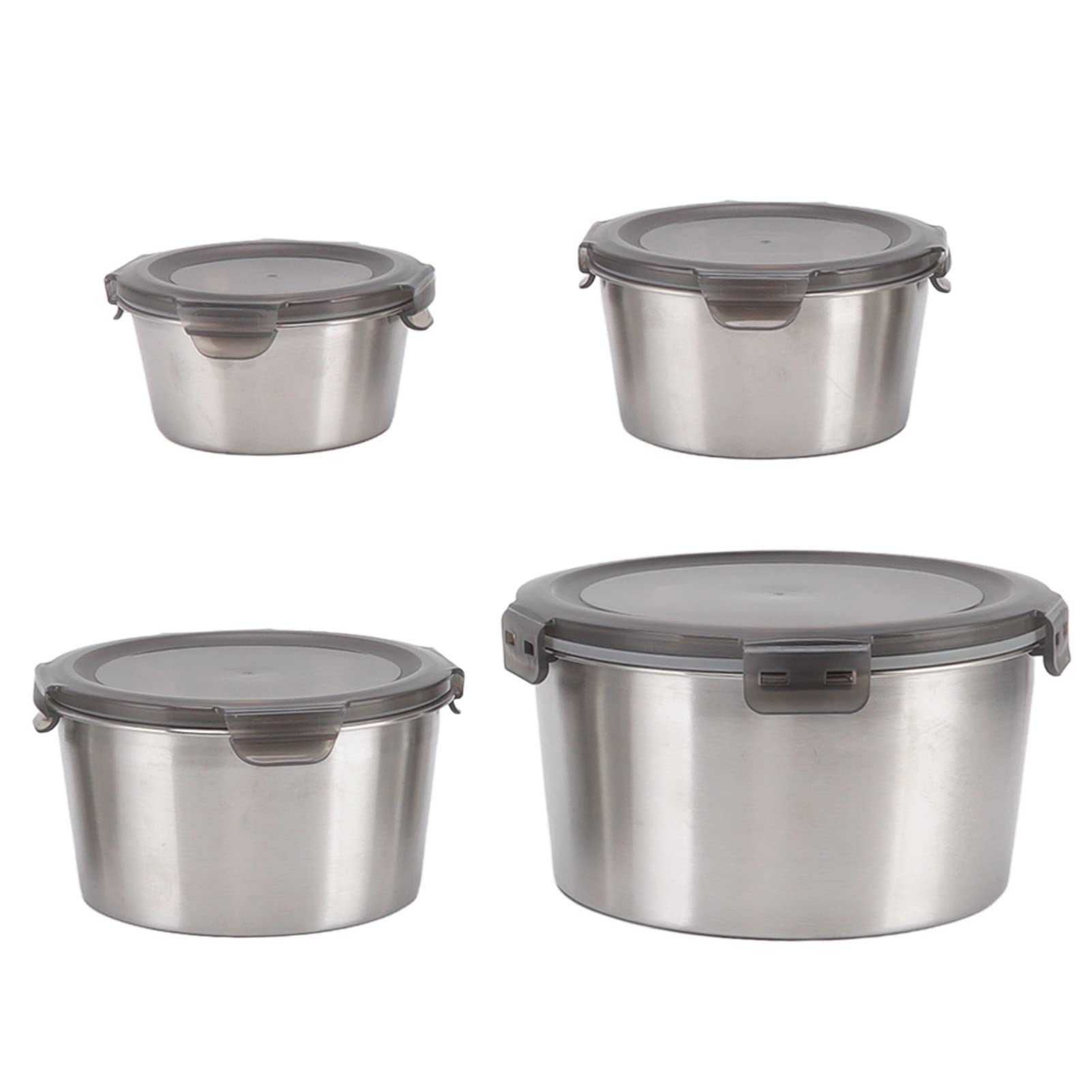 4-Piece Large Capacity Stainless Steel Food Storage Containers with Lids - Airtight, Portable Lunch Box for Work, School, Picnics & Meal Prep (Round Design)