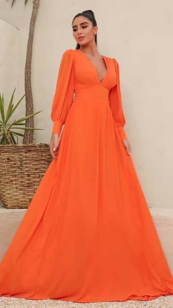 Elegant Long Sleeve V-Neck A-Line Formal Evening Gown for Women - Wedding Guest & Prom Dress in Purple - Size 18 | Perfect for Cocktail Parties, Galas & Special Occasions