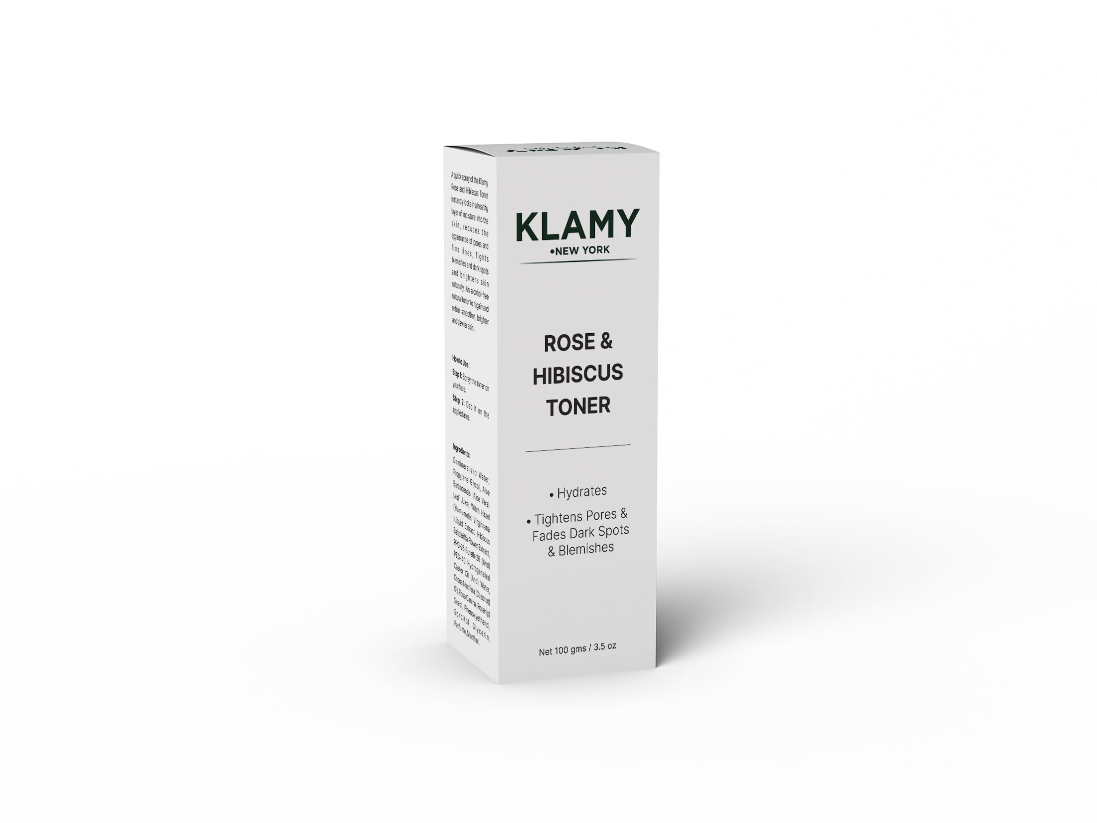 KLAMY NEWYORK Rose & Hibiscus Facial Toner 100ml - Hydrating & Soothing for Dry & Sensitive Skin - Perfect for Daily Skincare Routine & Post-Workout Refresh