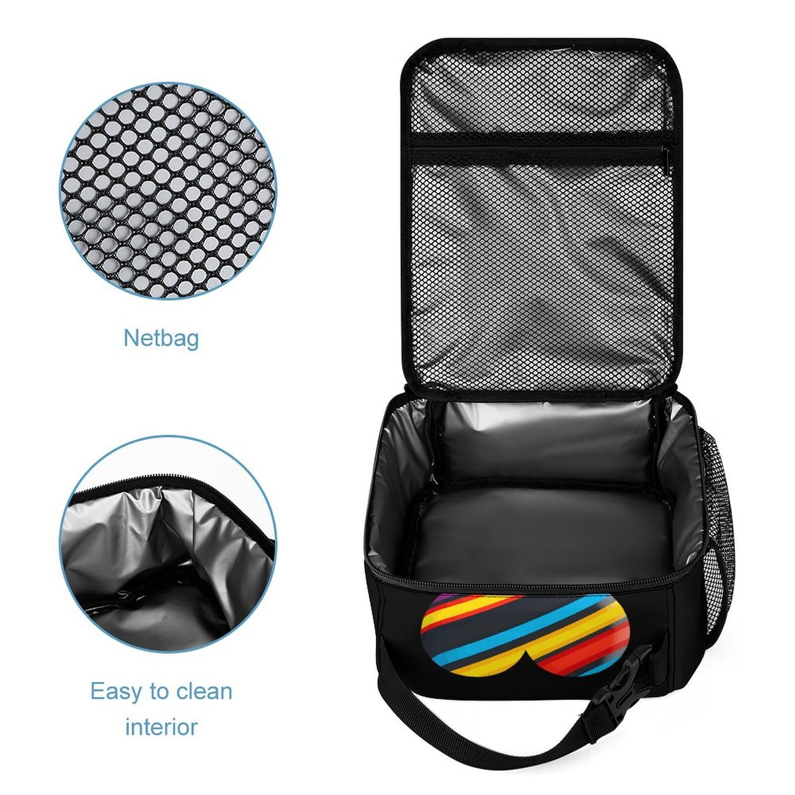 LGBTQ+ Rainbow Heart Print 3-Piece Backpack Set - Laptop Backpack, Lunch Bag & Pencil Case for School, Work & Pride Events | Water-Resistant & Durable