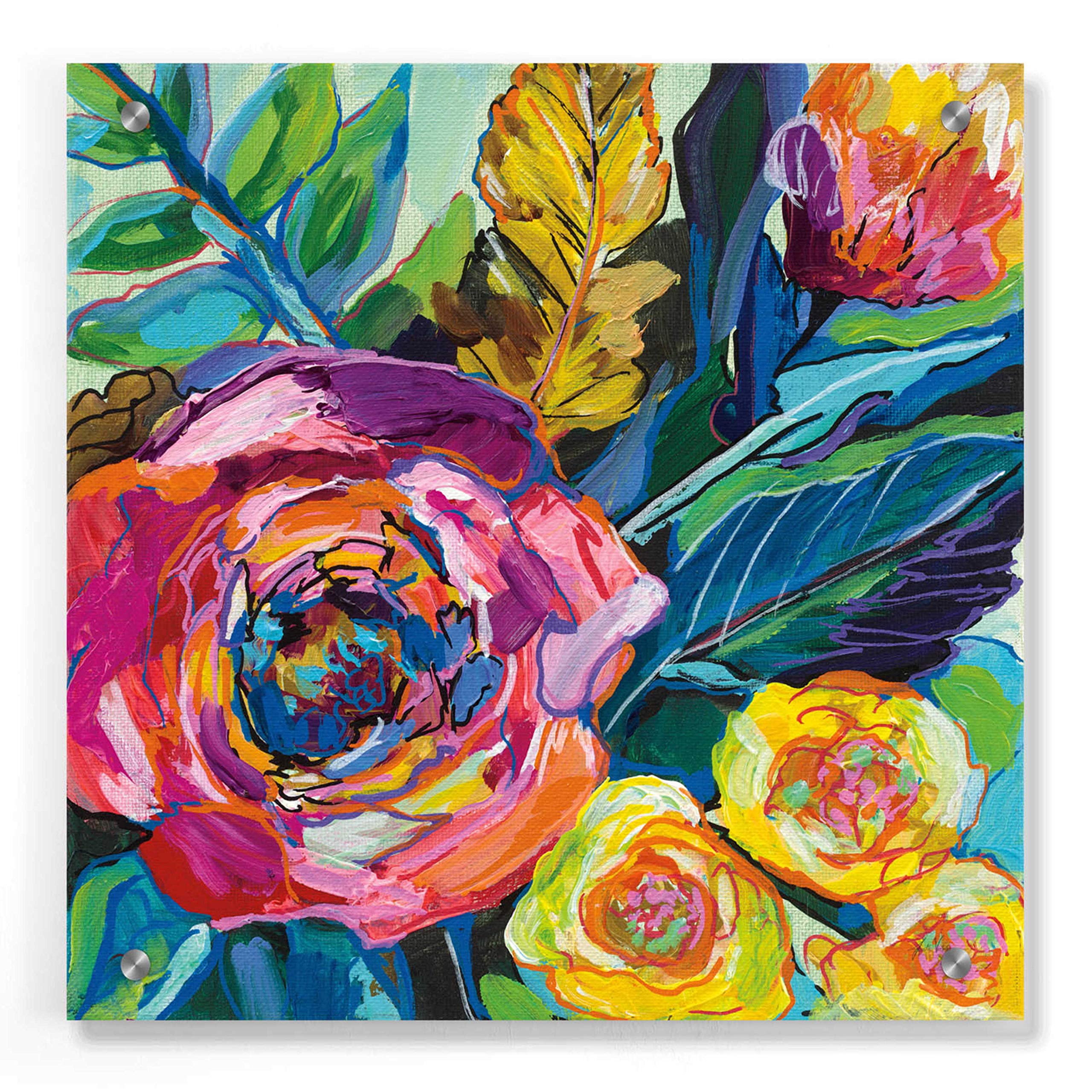 Jeanette Vertentes 'Pop' Acrylic Glass Wall Art - 36x36 Inches Modern Abstract Painting for Living Room, Bedroom & Office Decor | Vibrant Contemporary Home Artwork