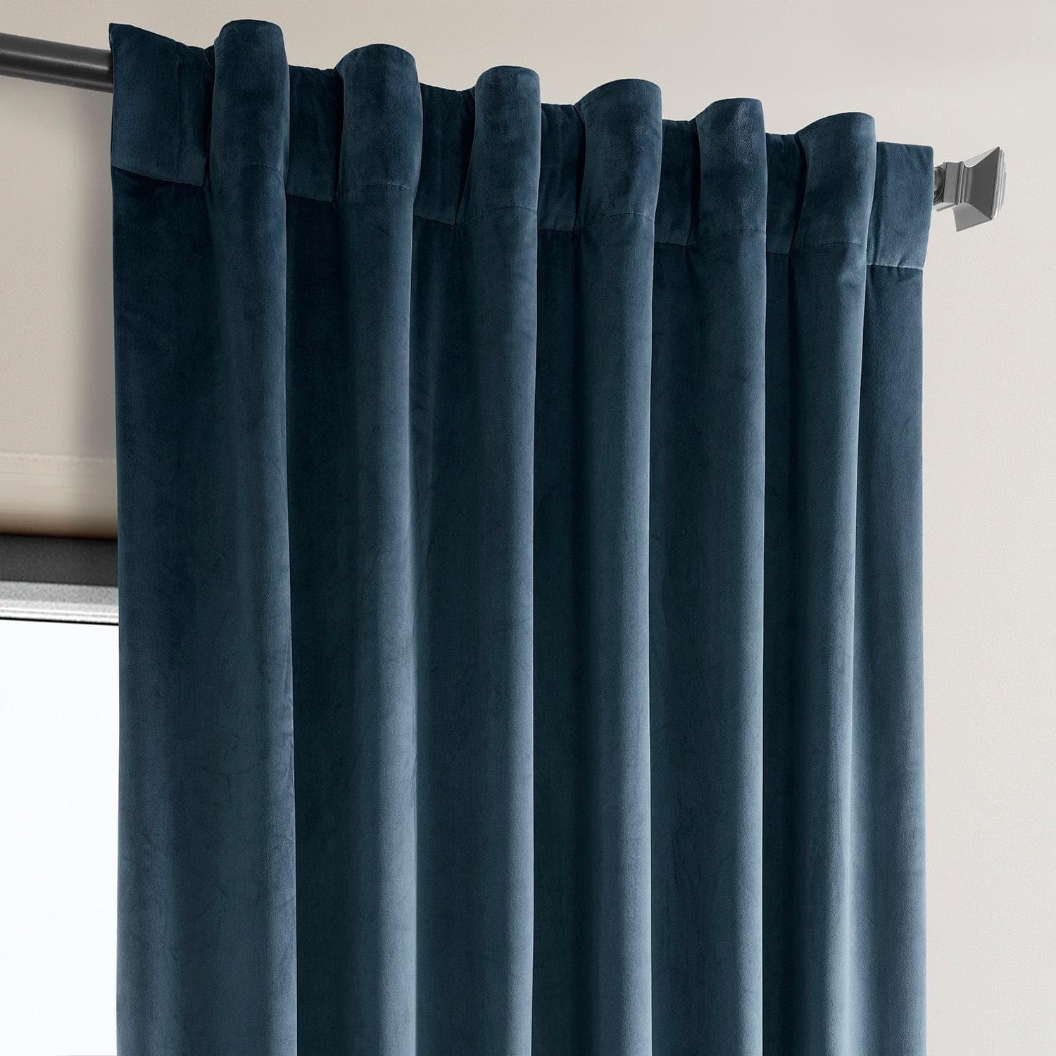 Avalon Blue Heritage Plush Velvet Blackout Curtains for Bedroom - Thermal Insulated Noise Reducing Window Drapes for Living Room & Nursery