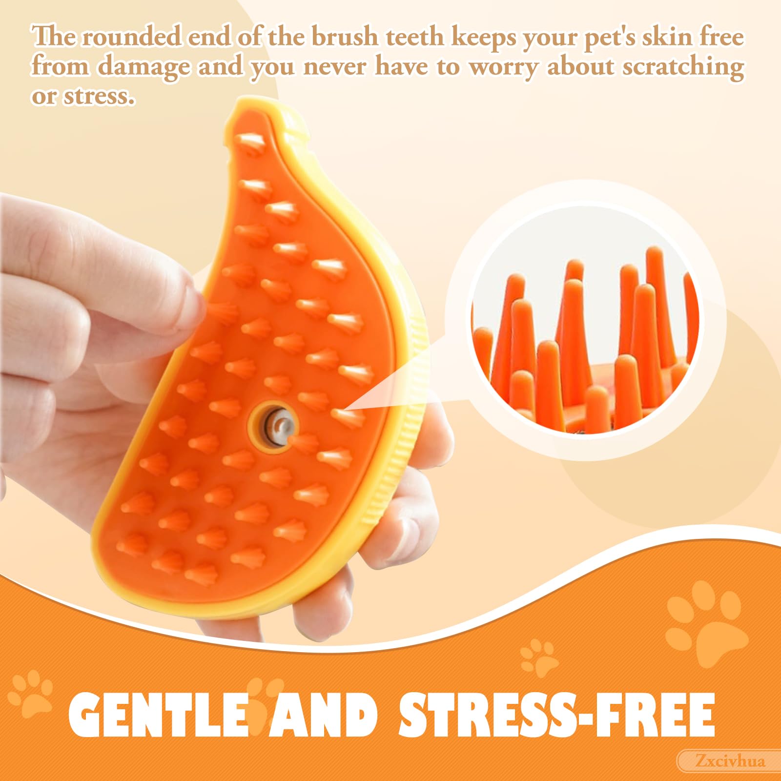 3-in-1 Cat Steam Brush with Silicone Massage - Pet Grooming Brush for Removing Tangles & Loose Hair - Gentle Cleaning Comb for Cats & Dogs (Banana Yellow) - Perfect for Daily Pet Care & Shedding Control