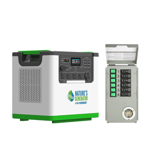 Natures Generator Lithium 3600 Portable Power Station with 6-Circuit Transfer Switch - Backup Power for Home, Camping & Emergency Use