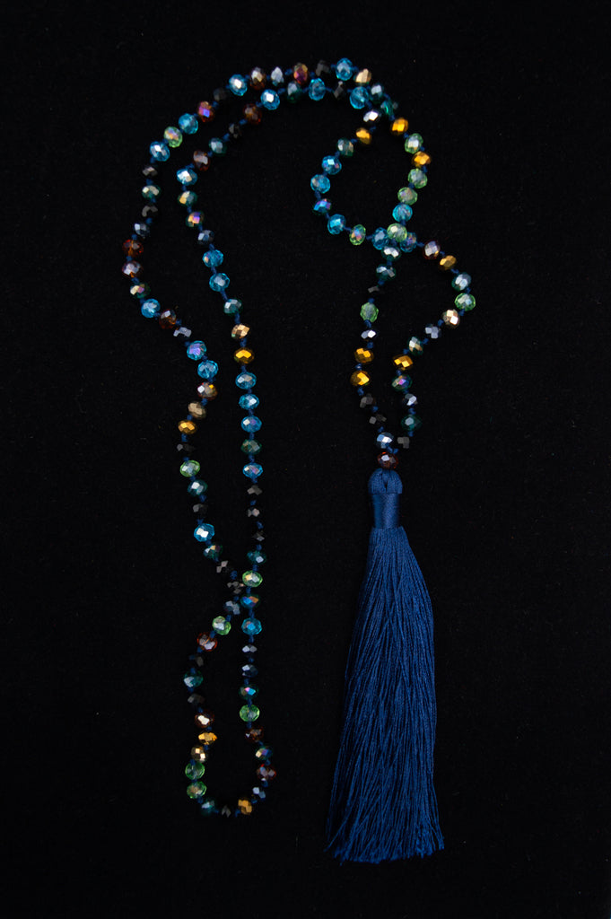 Indigo Tassel Necklace for Women - Bohemian Beaded Statement Jewelry - Perfect for Festivals, Parties & Everyday Wear