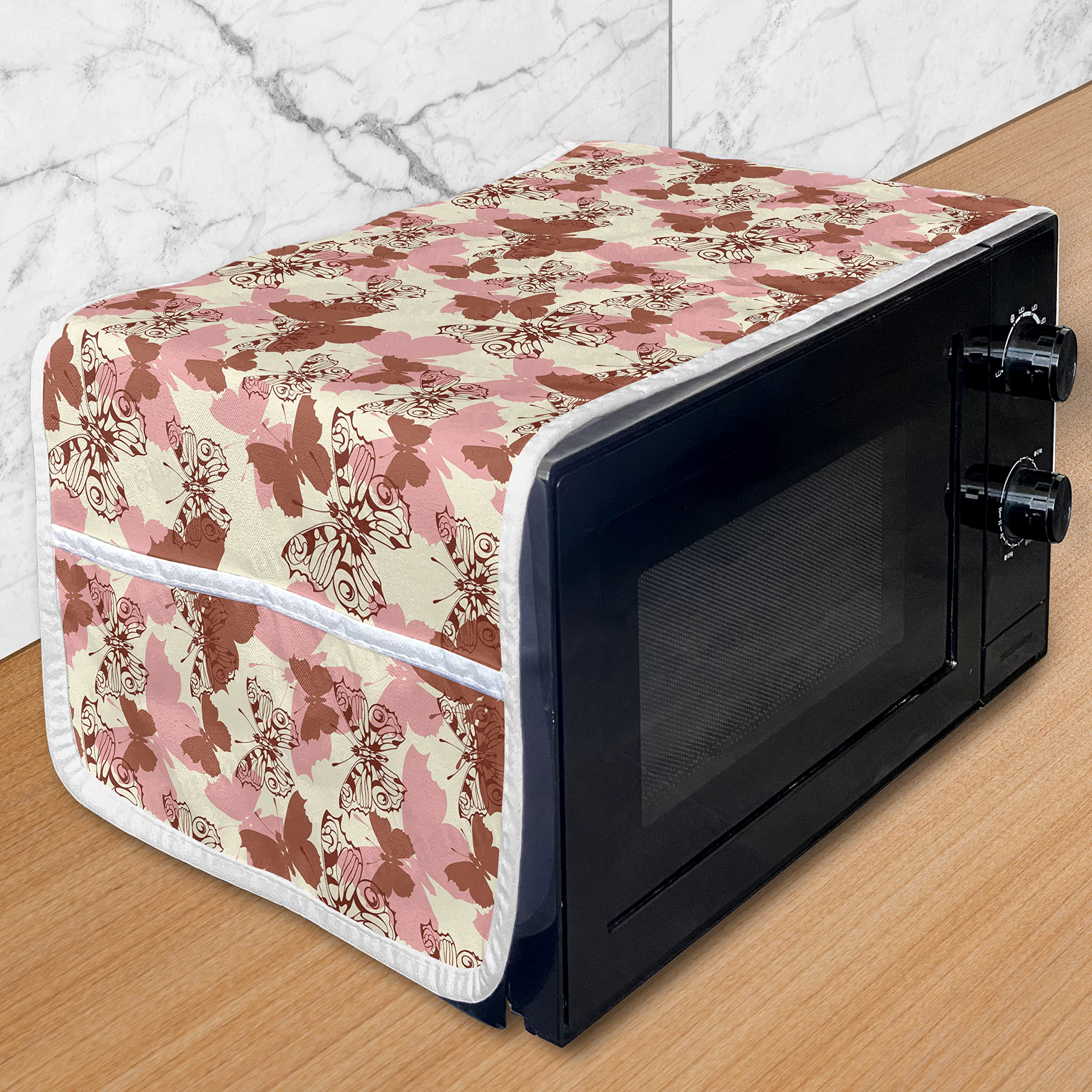 Ambesonne Butterfly Microwave Cover - Waterproof Kitchen Organizer with Pockets, 36