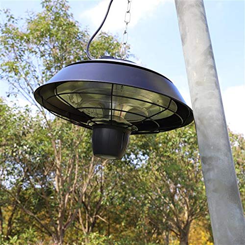 Electric Patio Heater with LED Light - Outdoor Ceiling Heater for Courtyard, Garage & Balcony - Energy Efficient Black Space Heater - Perfect for Christmas Gifts & Year-Round Outdoor Comfort