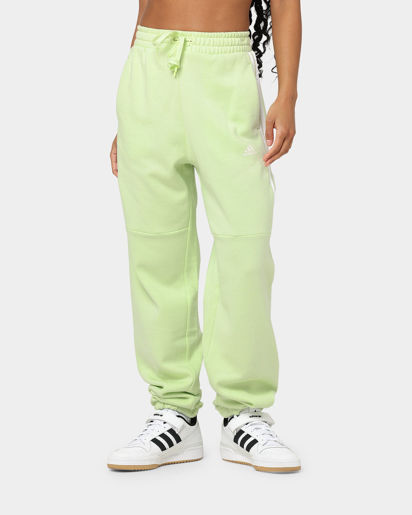 Adidas Women's Hyperglam High-Rise Sweatpants - Almost Lime Green Athletic Joggers for Yoga, Running & Lounge Wear