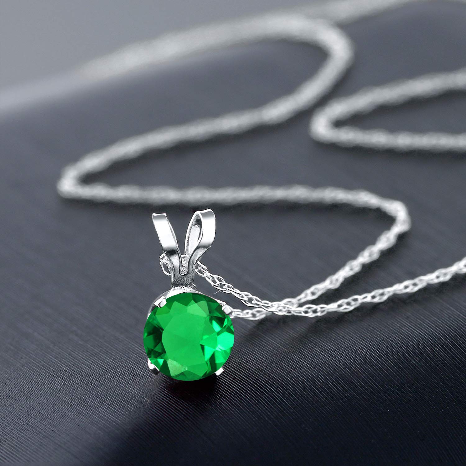 14K White Gold Round 4.5MM Birthstone Solitaire Pendant Necklace for Women - 18 Inch Gold Chain | Personalized Jewelry Gift for Mom, Wife, Anniversary & Special Occasions