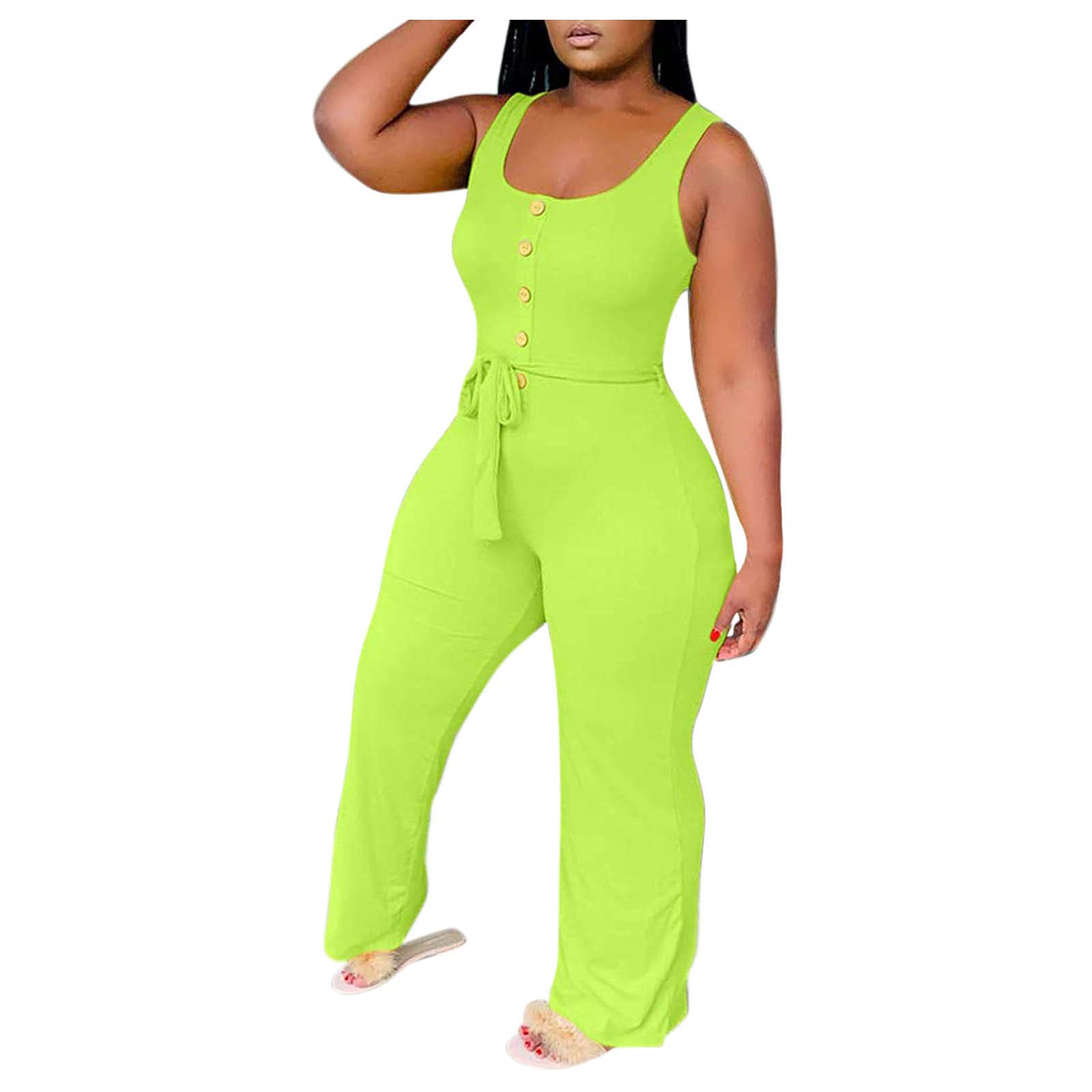 Women's Sleeveless Wide-Leg Jumpsuit - MOMKER Casual Summer Romper with Stitching Detail | Perfect for Beach Vacations, Music Festivals & Summer Parties