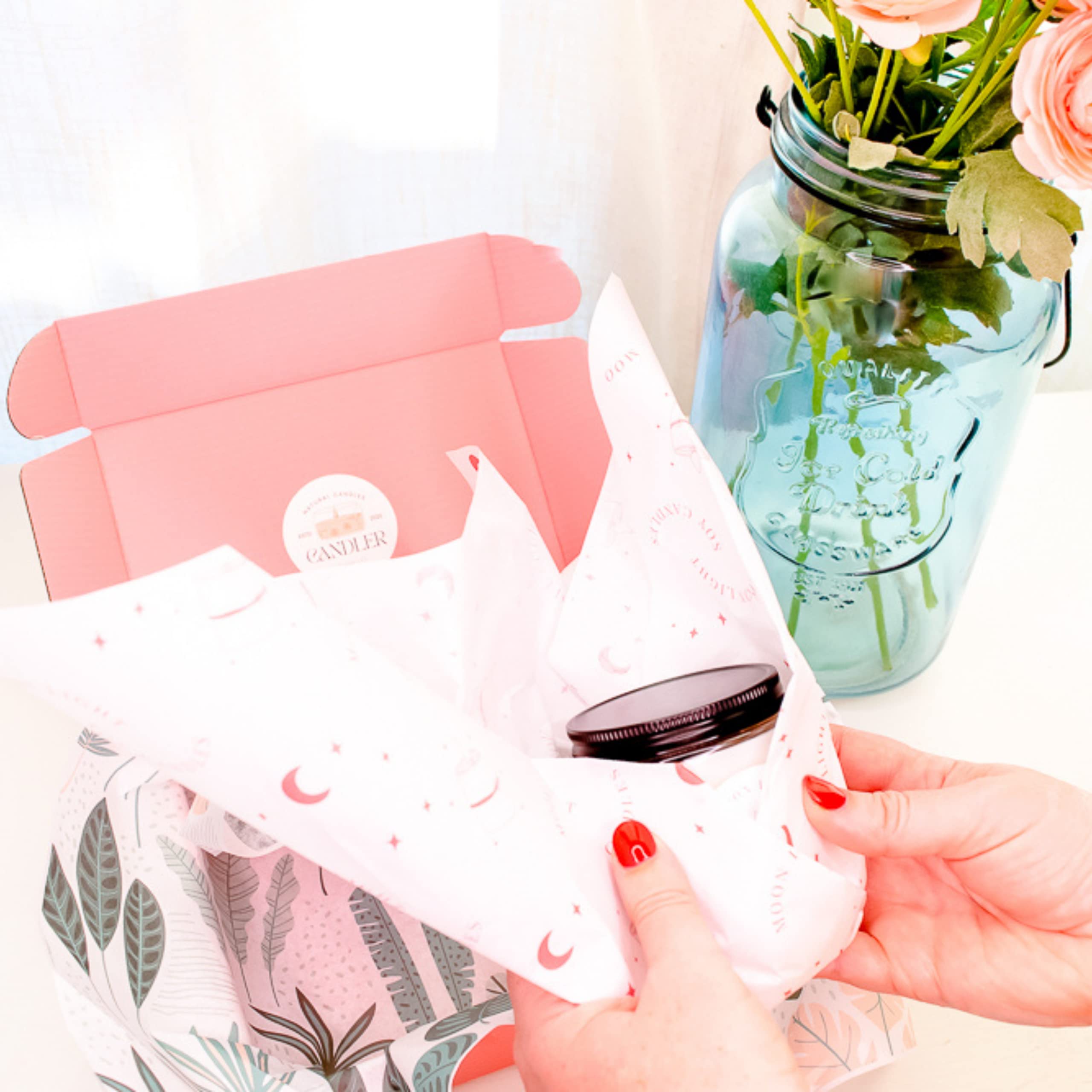 COACO Personalized Tissue Paper - Custom Printed with Your Design, Logo, or Text - Perfect for Holiday Gifts, Special Occasions & Small Business Packaging - Choose 30/50/100 Sheets in Blush Pink (18