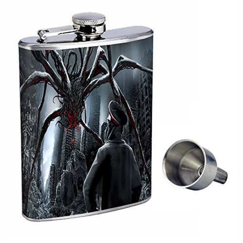 Premium 8oz Stainless Steel Whiskey Flask with Free Funnel - Leakproof & Durable for Outdoor Adventures, Camping, Gifts & Travel Accessories - Spiders Perfection In Style D-002
