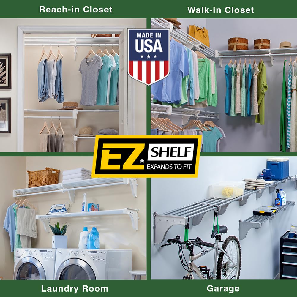 EZ Shelf - DIY Expandable Closet Shelf Organizer (No Hanging Rod Needed) - Adjustable from 40.5
