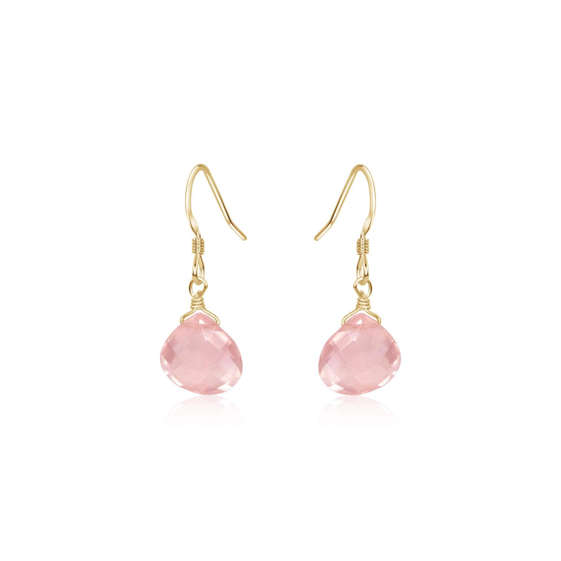 Rose Quartz Gemstone Teardrop Dangle Earrings for Women - Healing Crystal Jewelry for Chakra Balancing & Positive Energy | Perfect for Meditation, Yoga & Spiritual Gifts