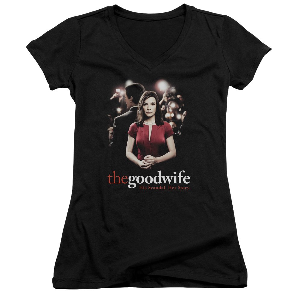 The Good Wife Bad Press Juniors' Sheer Fitted V-Neck T-Shirt | Trendy Casual Top for Teens | Perfect for Parties, Outings & Everyday Wear