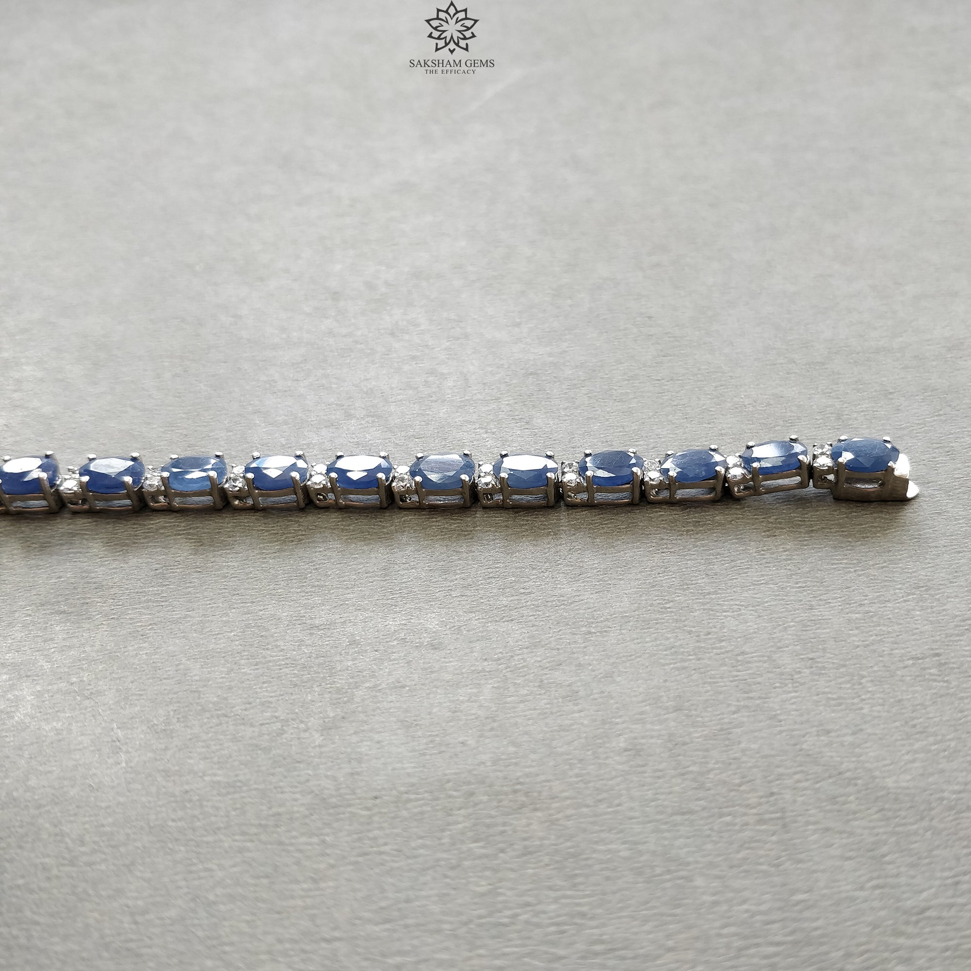 925 Sterling Silver Tennis Bracelet with Natural Blue Sapphire & CZ Stones - 7.5 Inch Oval Cut Prong Set Jewelry for Women, Gift for Anniversary, Wedding, Birthday (13.30g)