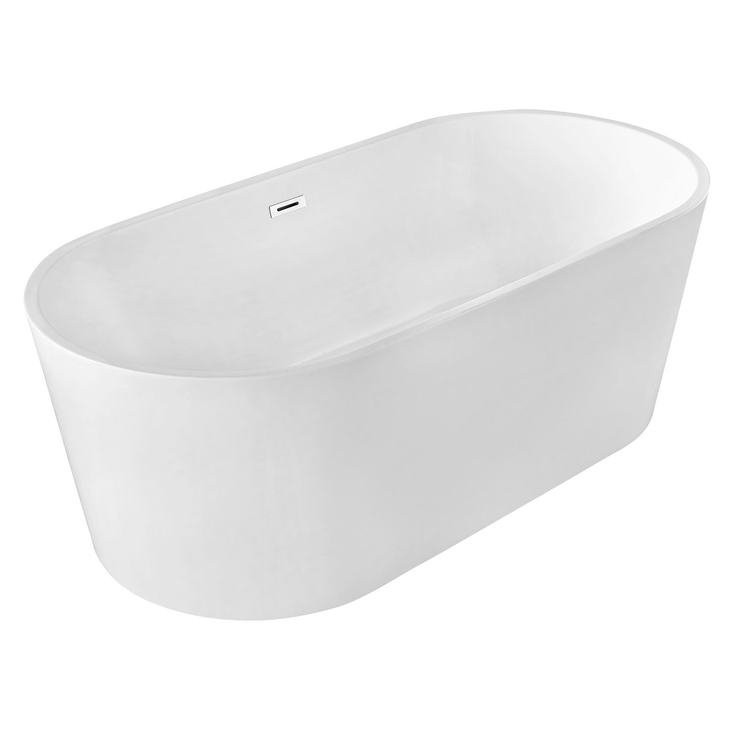 Aqua Eden 59-Inch Freestanding Acrylic Oval Bathtub - Double Ended Soaking Tub with Drain, Glossy White Finish | Perfect for Master Bathroom, Spa Retreat & Luxury Home Renovation