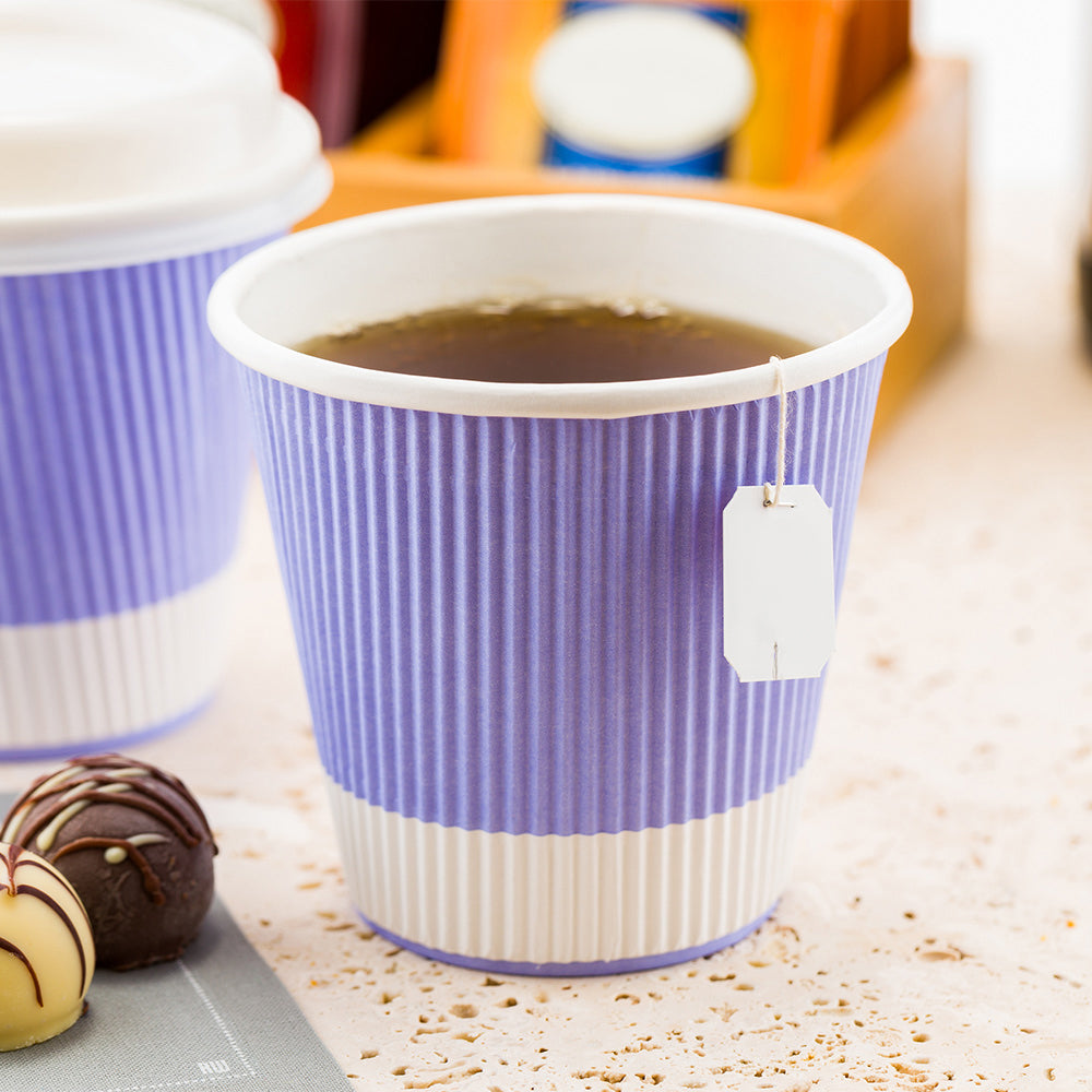 8 oz Light Purple Ripple Wall Paper Coffee Cups - 3.5