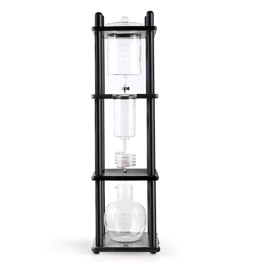 YAMA 25-Cup Cold Brew Coffee Maker Tower - Premium Iced Coffee Maker with Glass Carafe & Stainless Steel Filter (Black) - Perfect for Home, Office, or Cafe Use