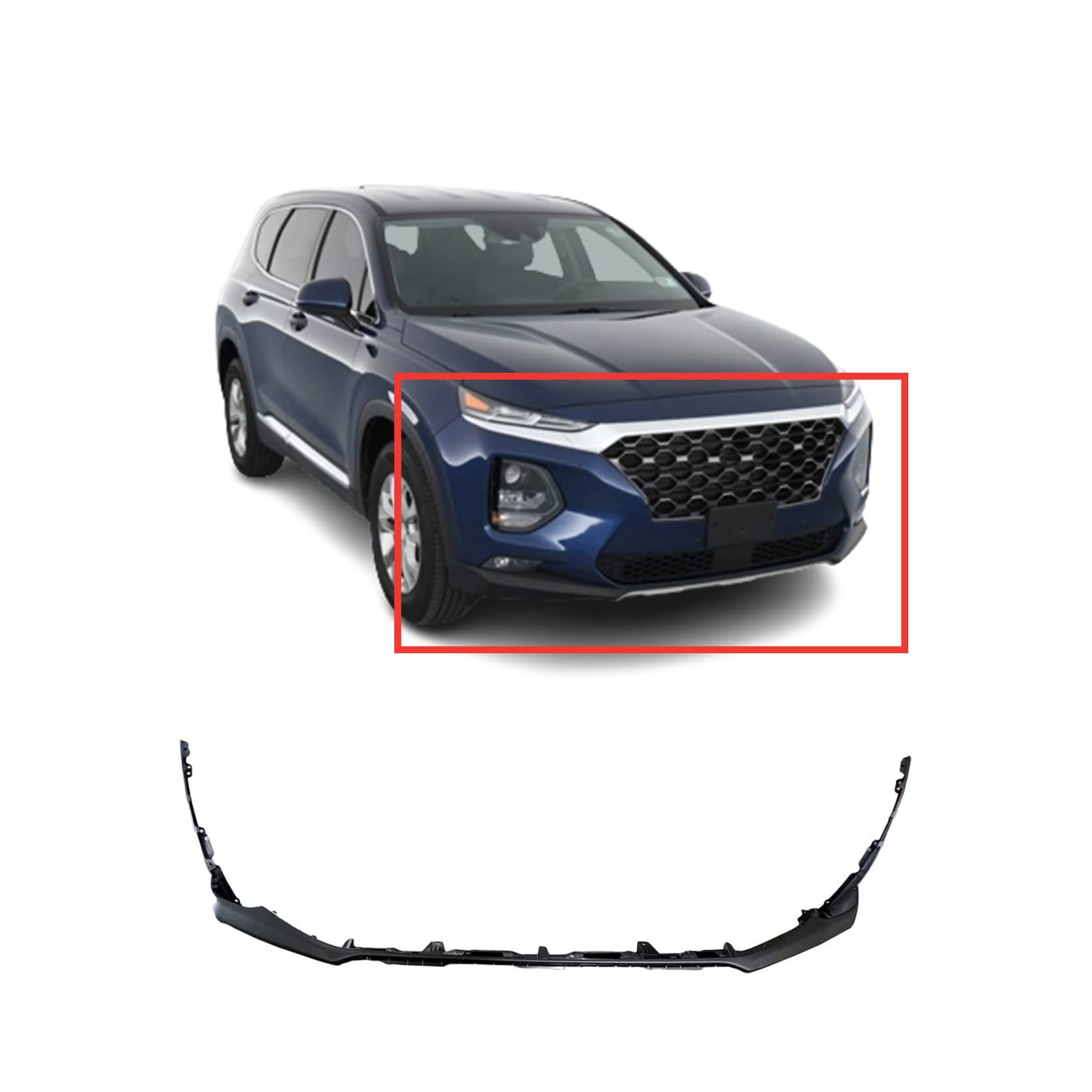 FitParts Compatible Front Lower Bumper Cover for 2019-2020 Hyundai Santa Fe (GLS, Limited, Luxury, Preferred, SEL, Sport, Ultimate) - Ready to Paint - OEM# 86512S2000 | Perfect for Replacement, Repair & Custom Upgrades
