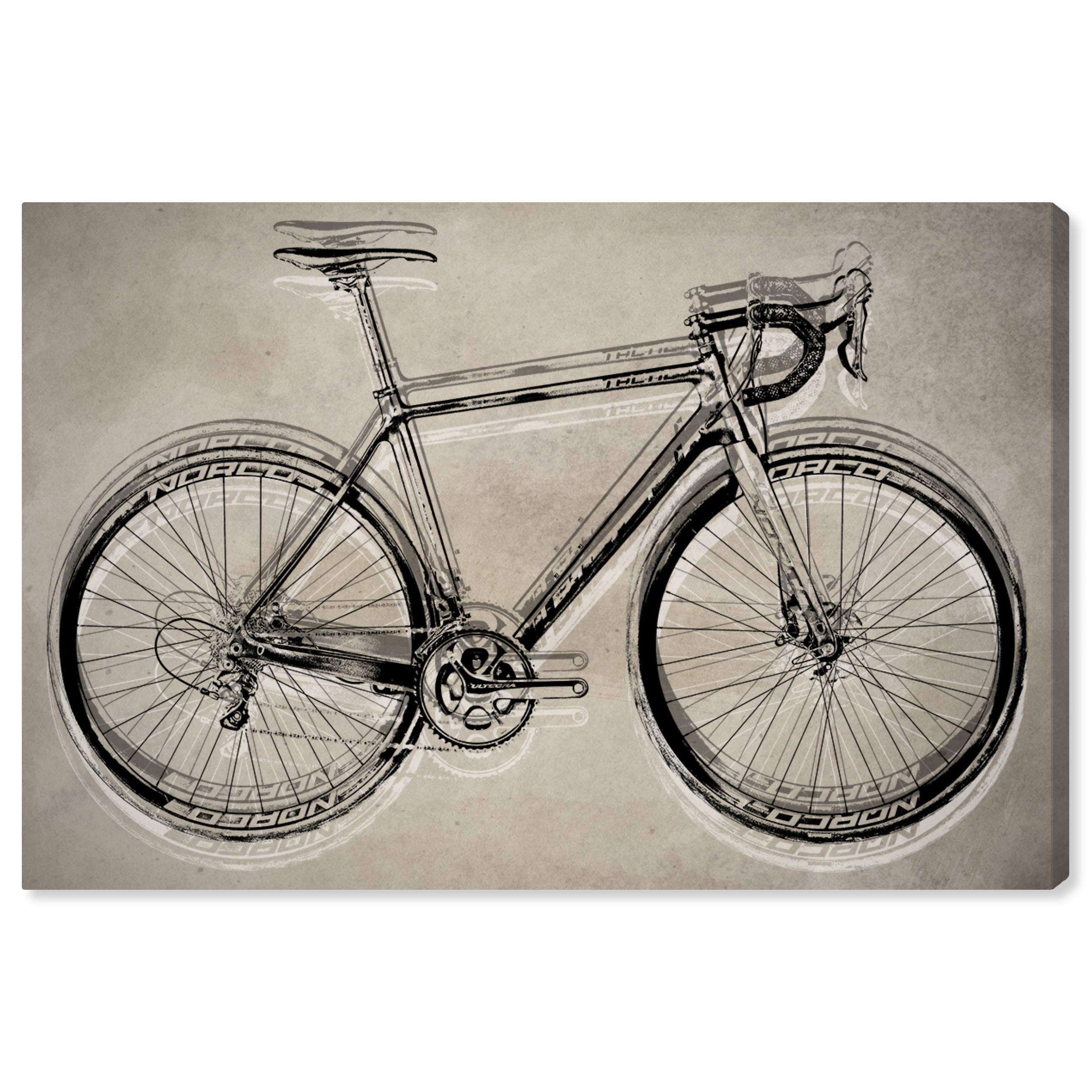 Oliver Gal Artist Co. 'Cycle Here' Transportation Wall Art Canvas Print - 45x30 Inches Black & Brown Modern Home Decor - Perfect for Living Room, Bedroom or Office Wall Art