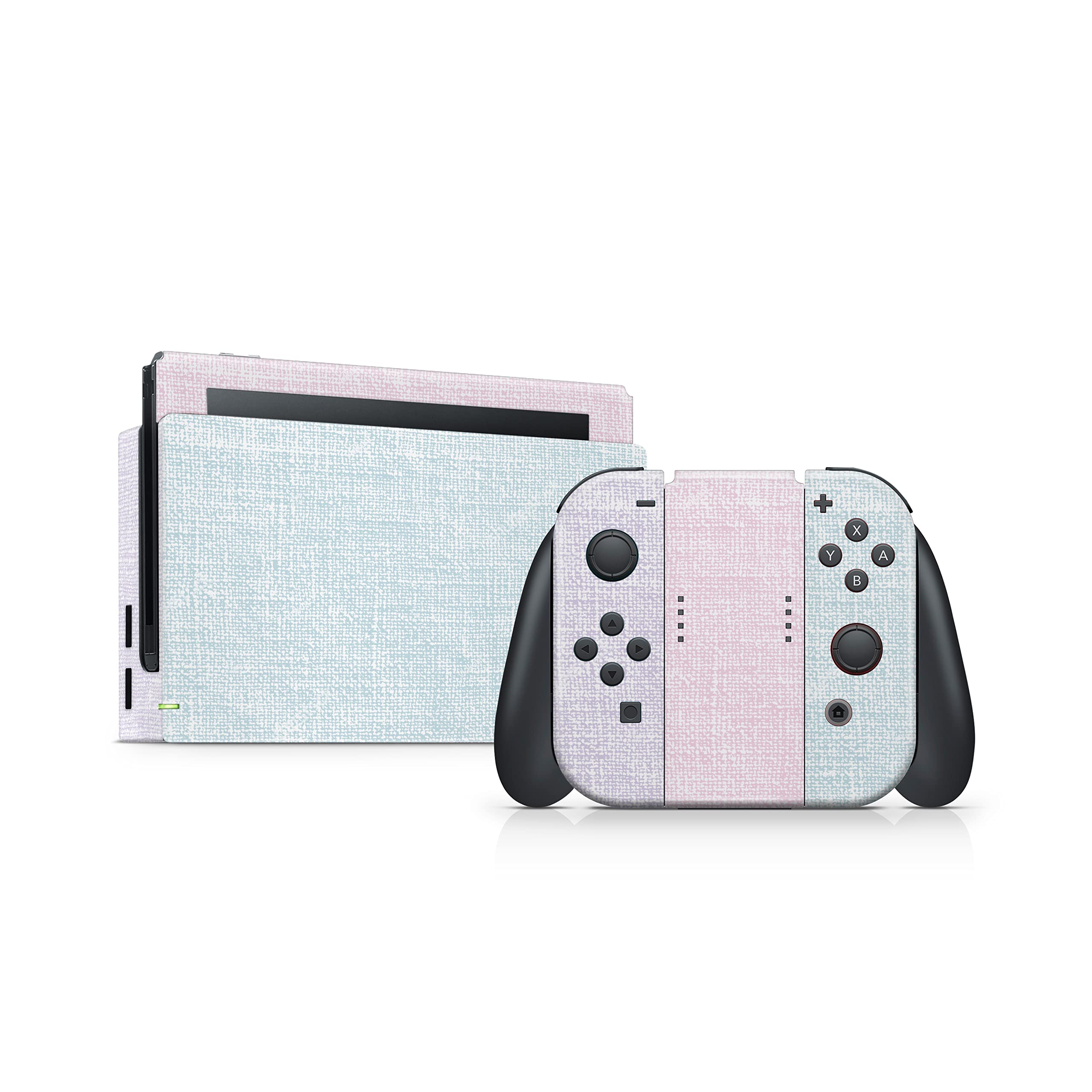 Retro Pastel Nintendo Switch Skin Wrap Cover - Premium 3M Vinyl Full Wrap Decal with Fabric Texture | Compatible with Nintendo Switch & OLED Model | Perfect for Gaming, Travel & Personalization